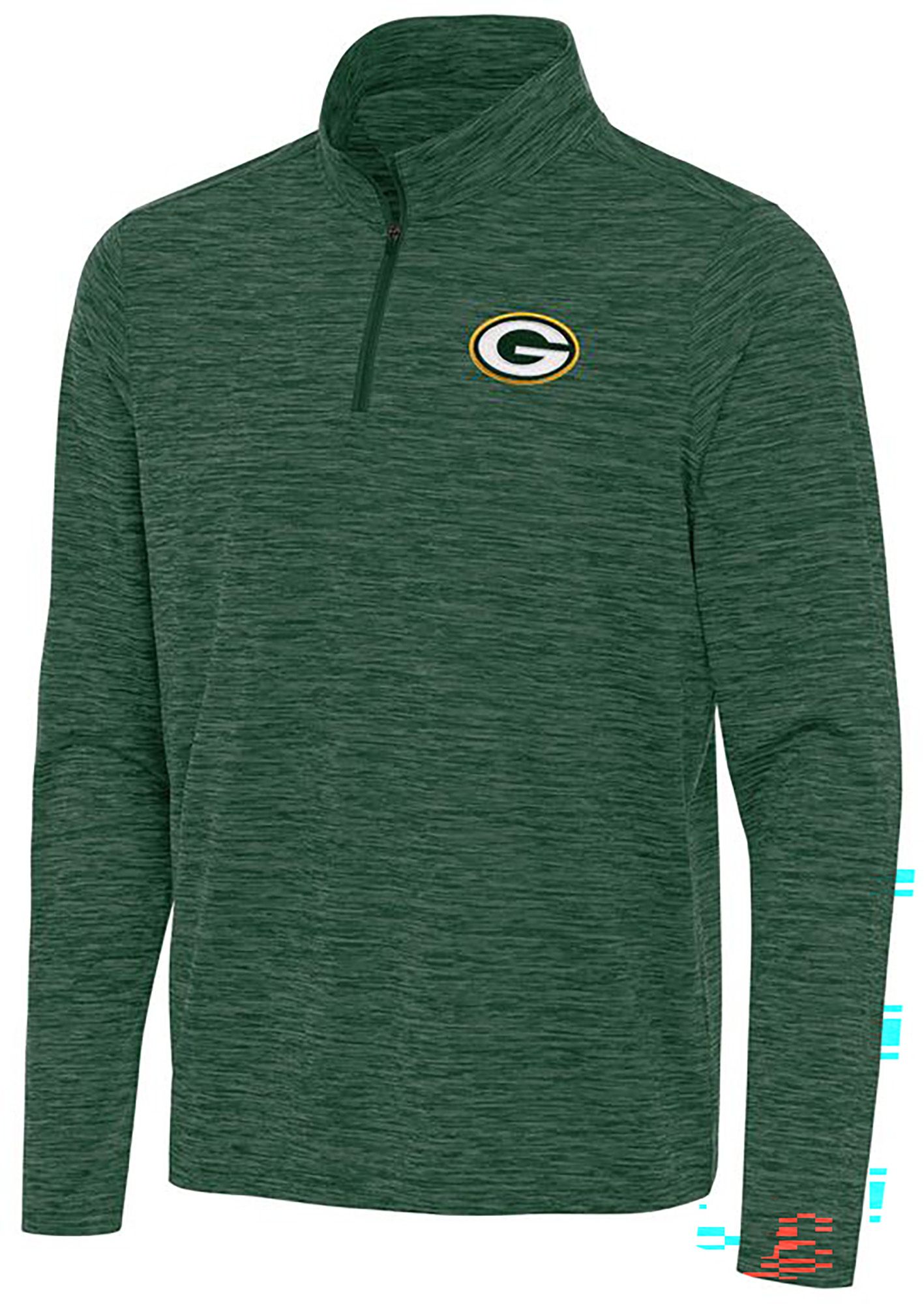 Antigua Men's Green Bay Packers Dark Pine Heather Eternal Quarter-Zip Shirt