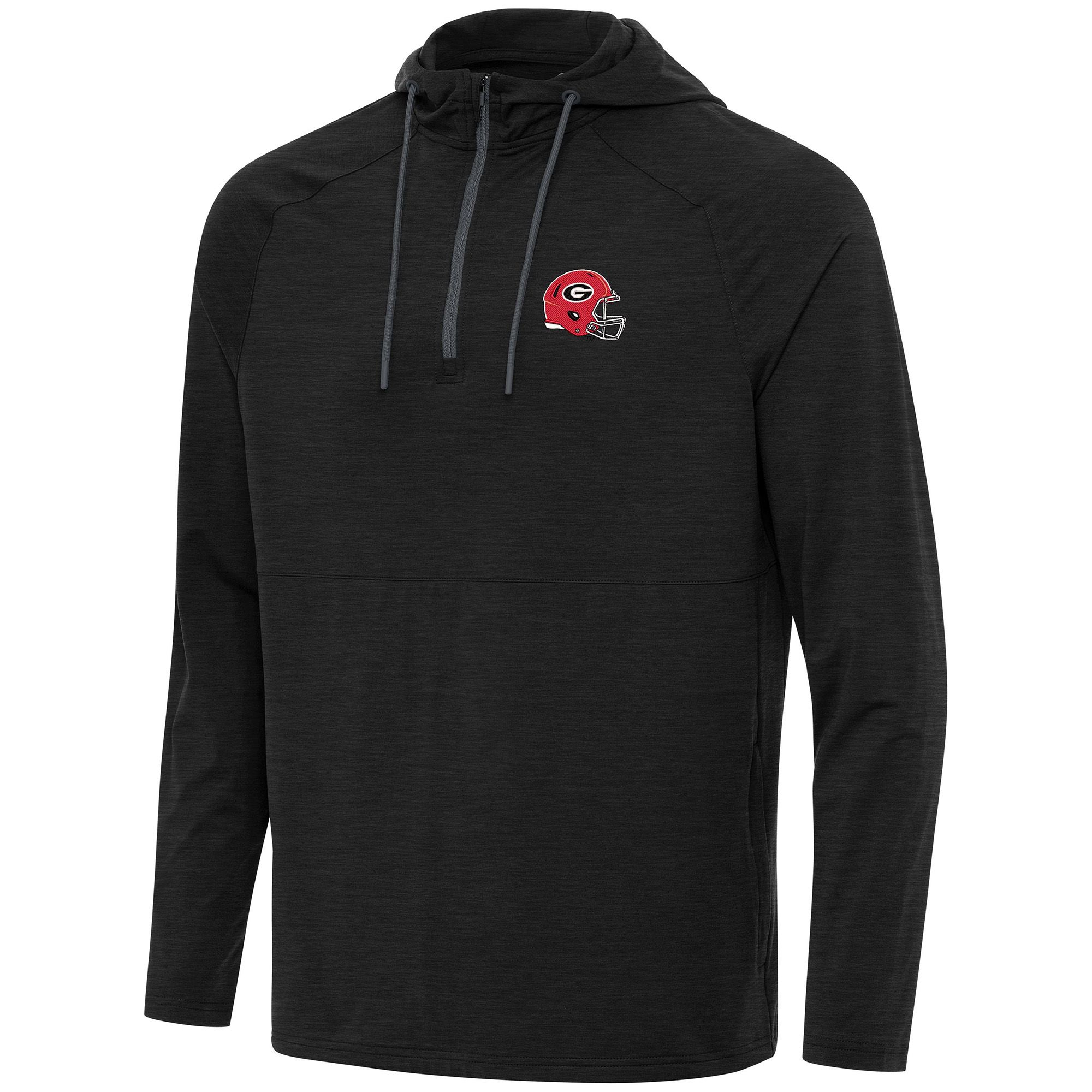Antigua Men's Georgia Helmet Spikes Black Heather 1/4 Zip Pullover Hoodie