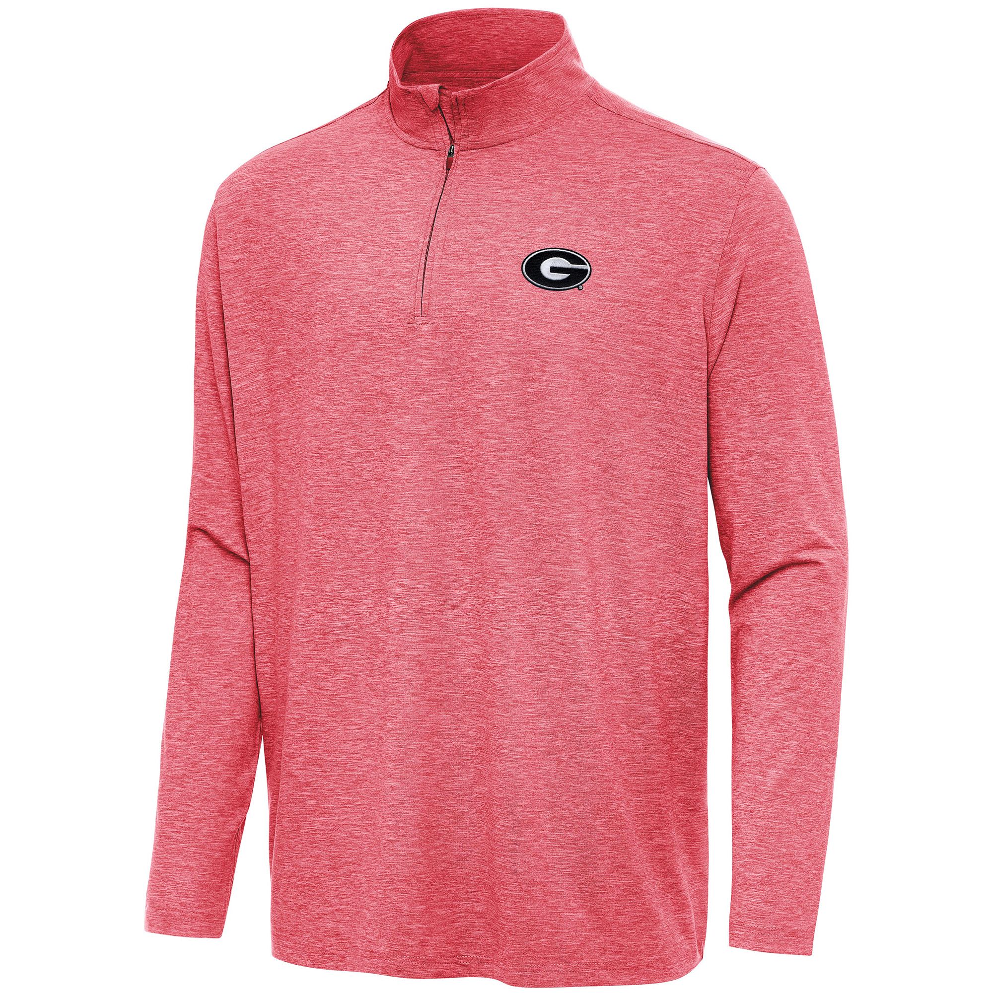 Antigua Men's Georgia Bulldogs Hunk Red Heather 1/4 Zip Pullover