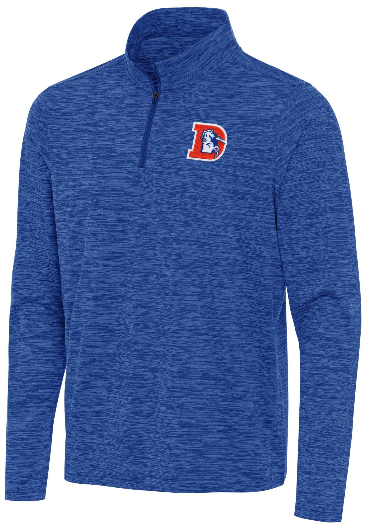 Antigua Men's Denver Broncos Dark Royal Heather Eternal Quarter-Zip Shirt