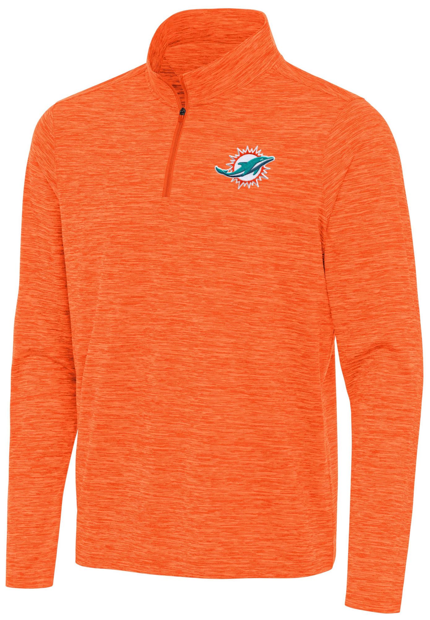Antigua Men's Miami Dolphins Mango Heather Eternal Quarter-Zip Shirt