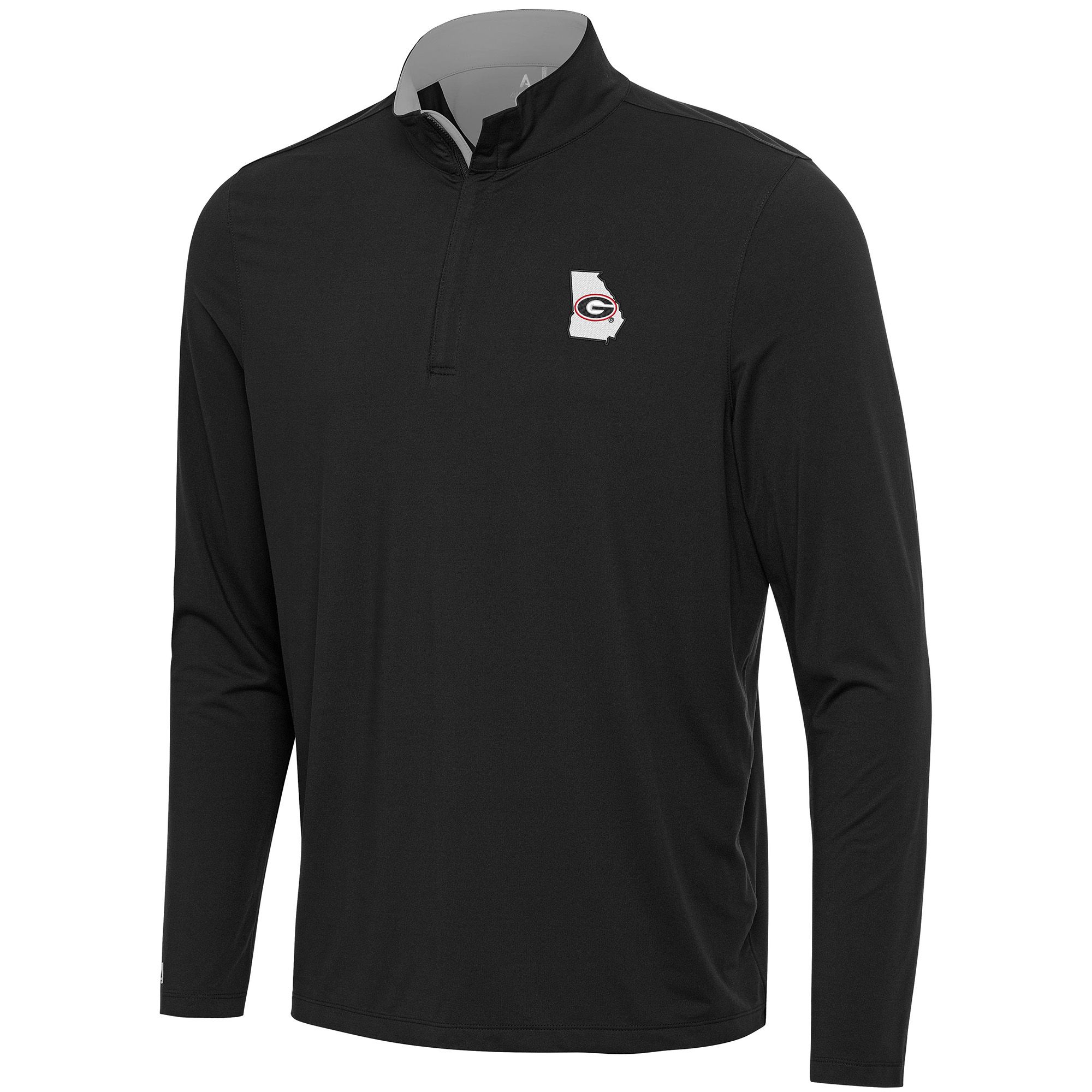 Antigua Men's Georgia State Logo Content Black 1/4 Zip Pullover