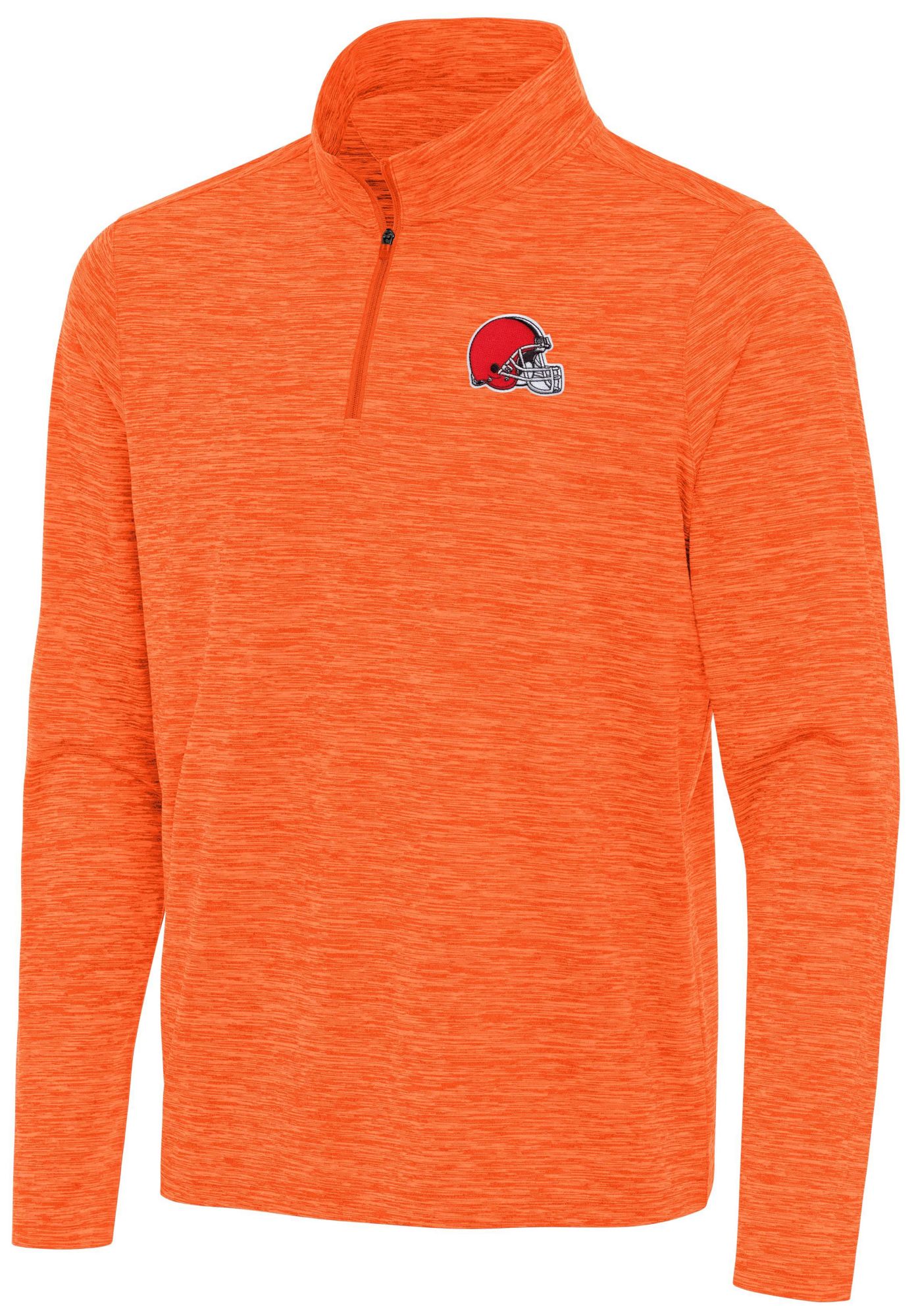 Antigua Men's Cleveland Browns Mango Heather Eternal Quarter-Zip Shirt