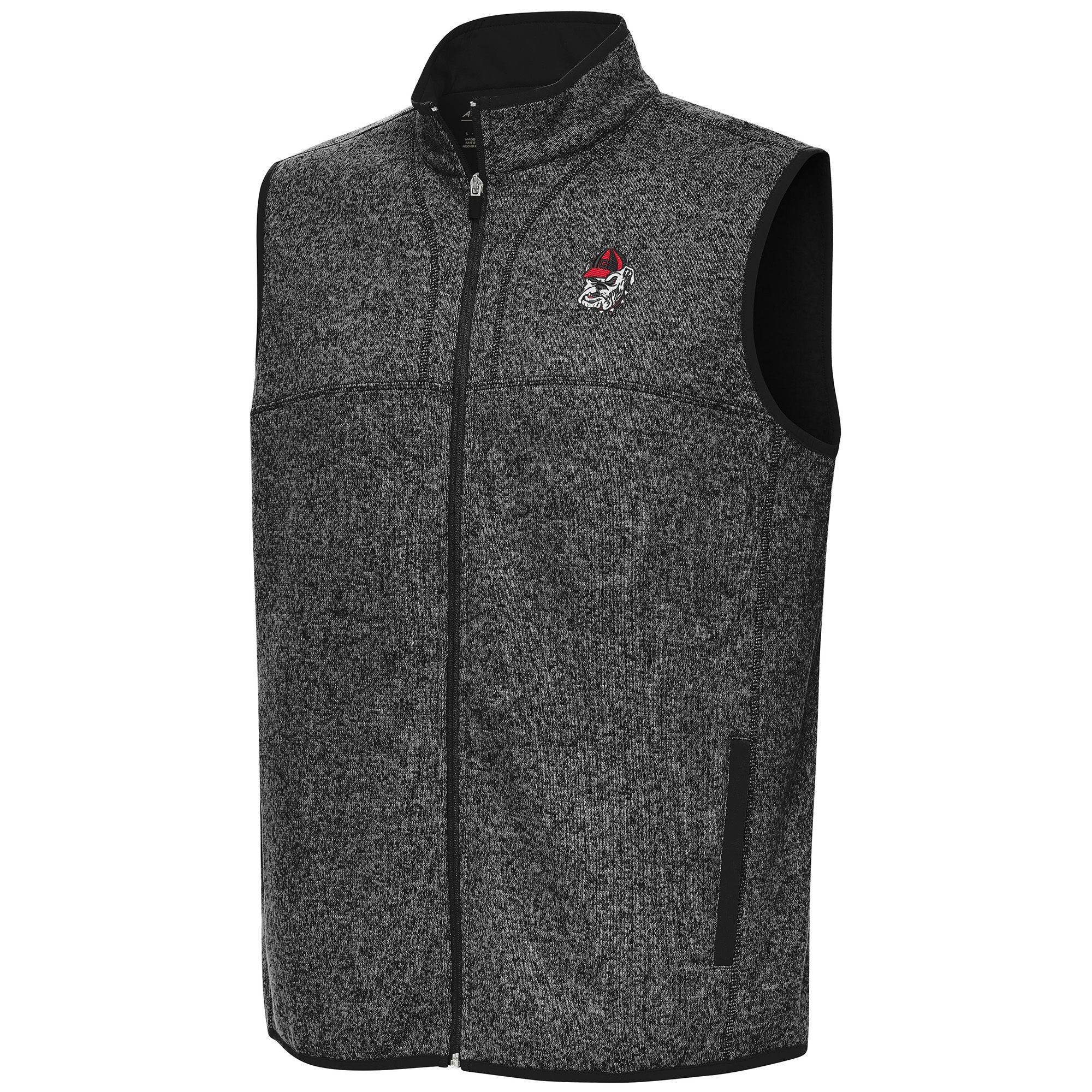 Antigua Men's Georgia Bulldog Head Fortune Full Zip Vest