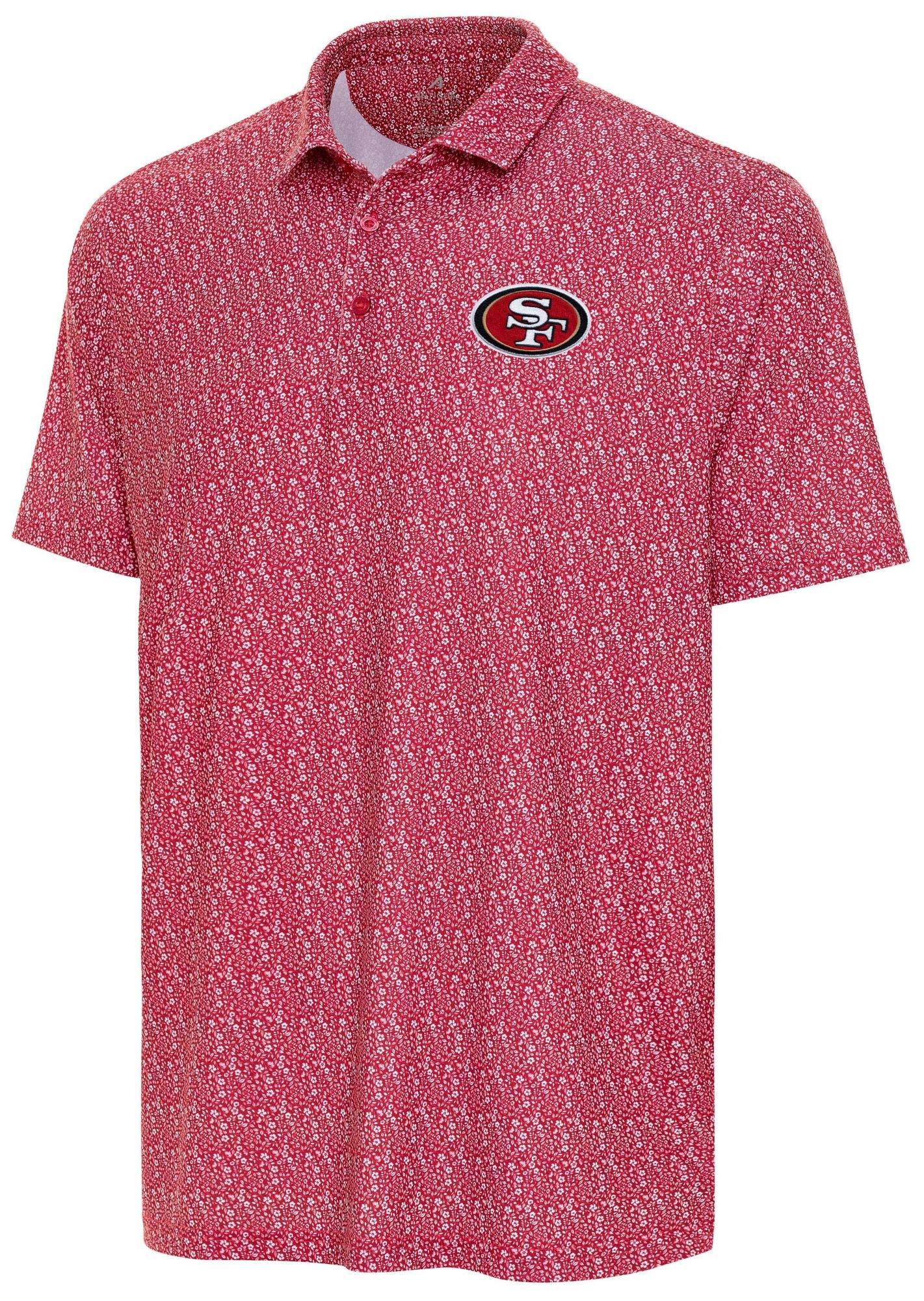 Antigua Men's San Francisco 49ers Red Botanic Polo
