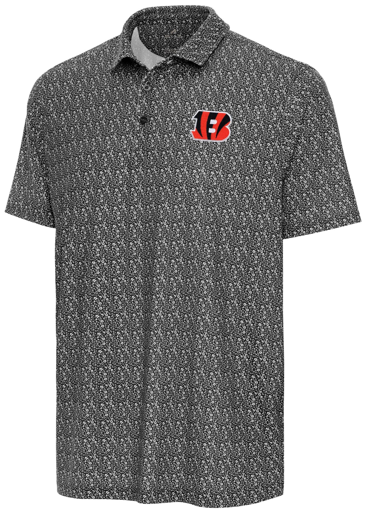 Antigua Men's Cincinnati Bengals Black Botanic Polo