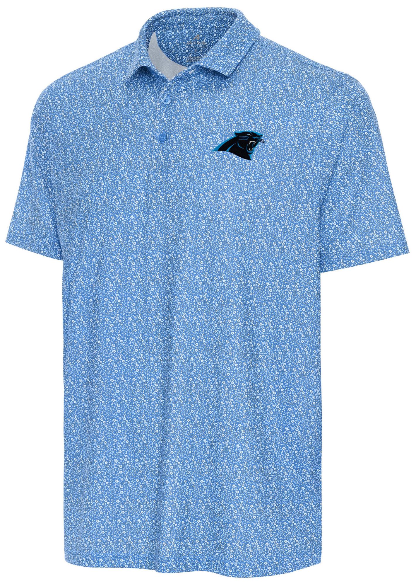 Antigua Men's Carolina Panthers Blue Botanic Polo