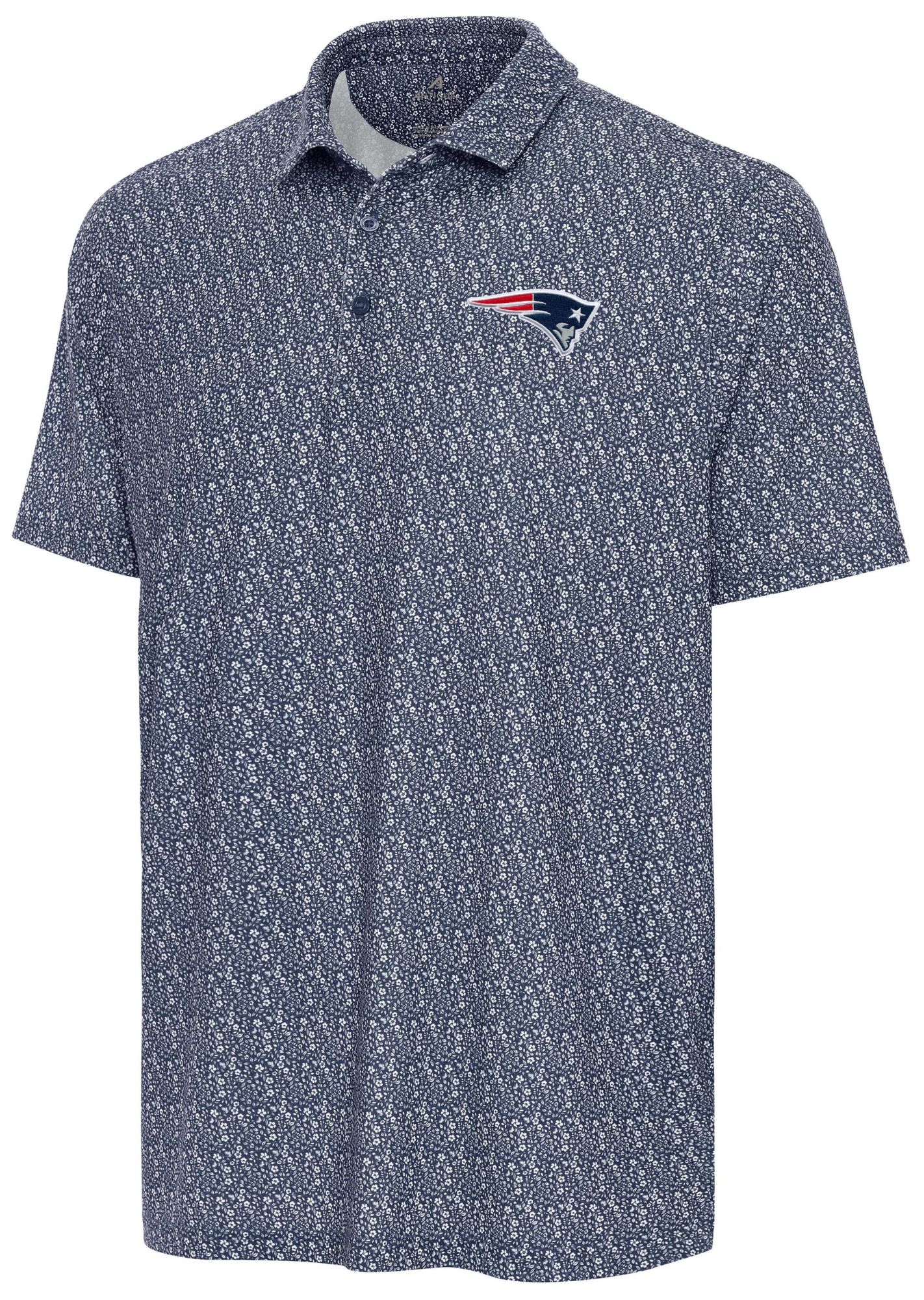 Antigua Men's New England Patriots Navy Botanic Polo
