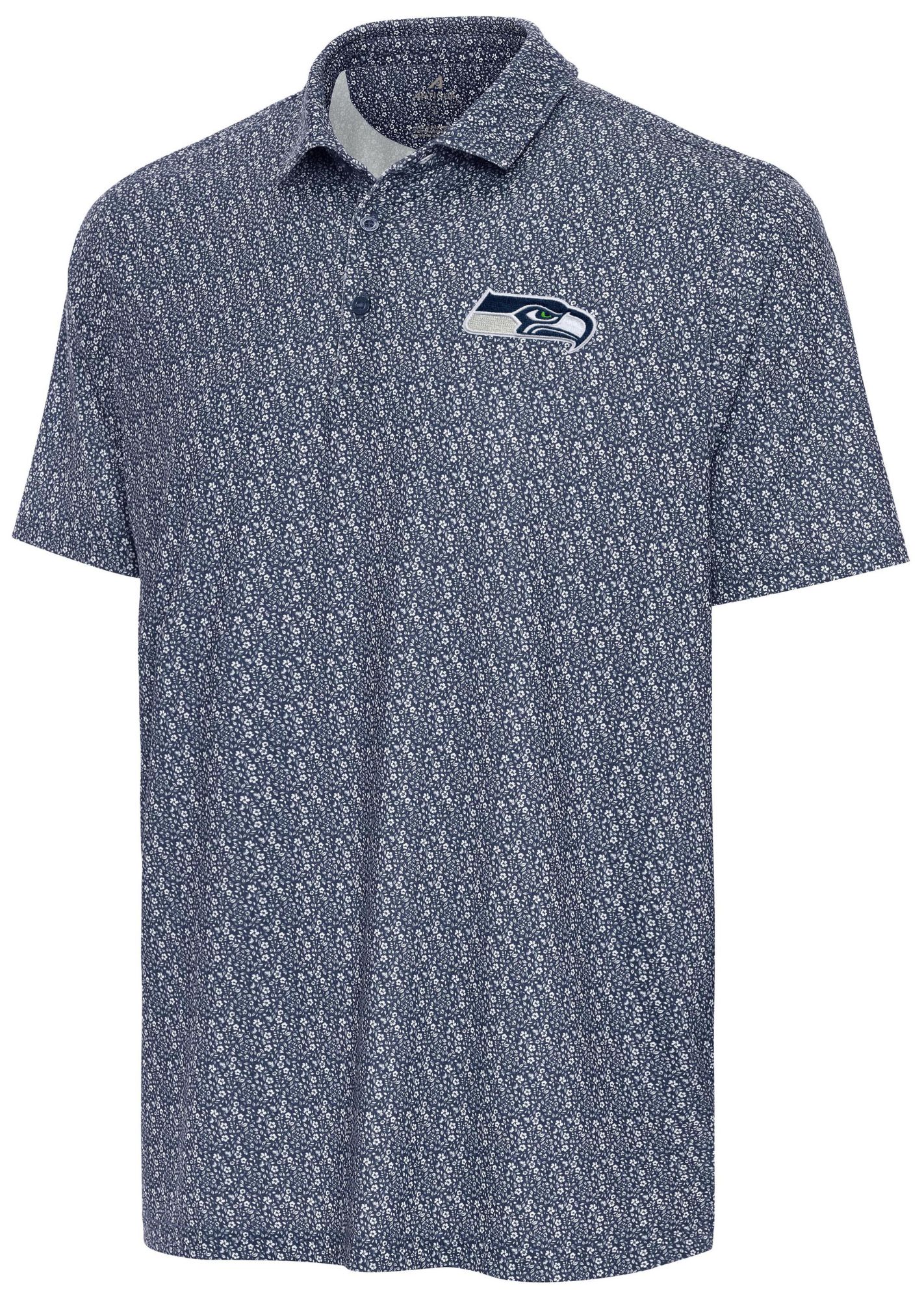 Antigua Men's Seattle Seahawks Navy Botanic Polo