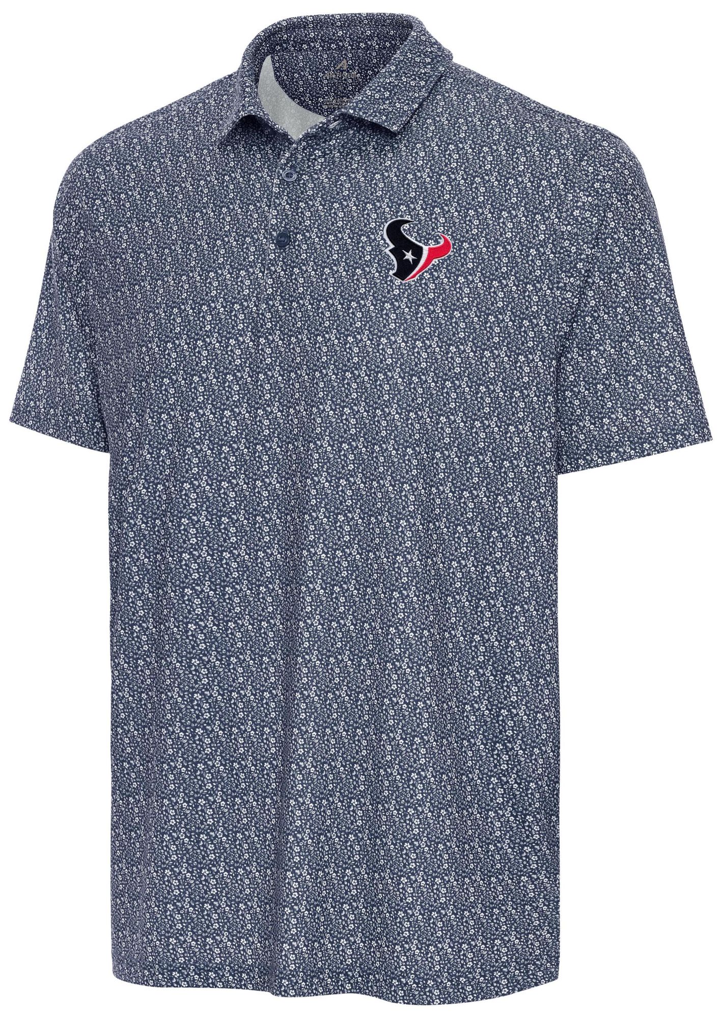 Antigua Men's Houston Texans Navy Botanic Polo