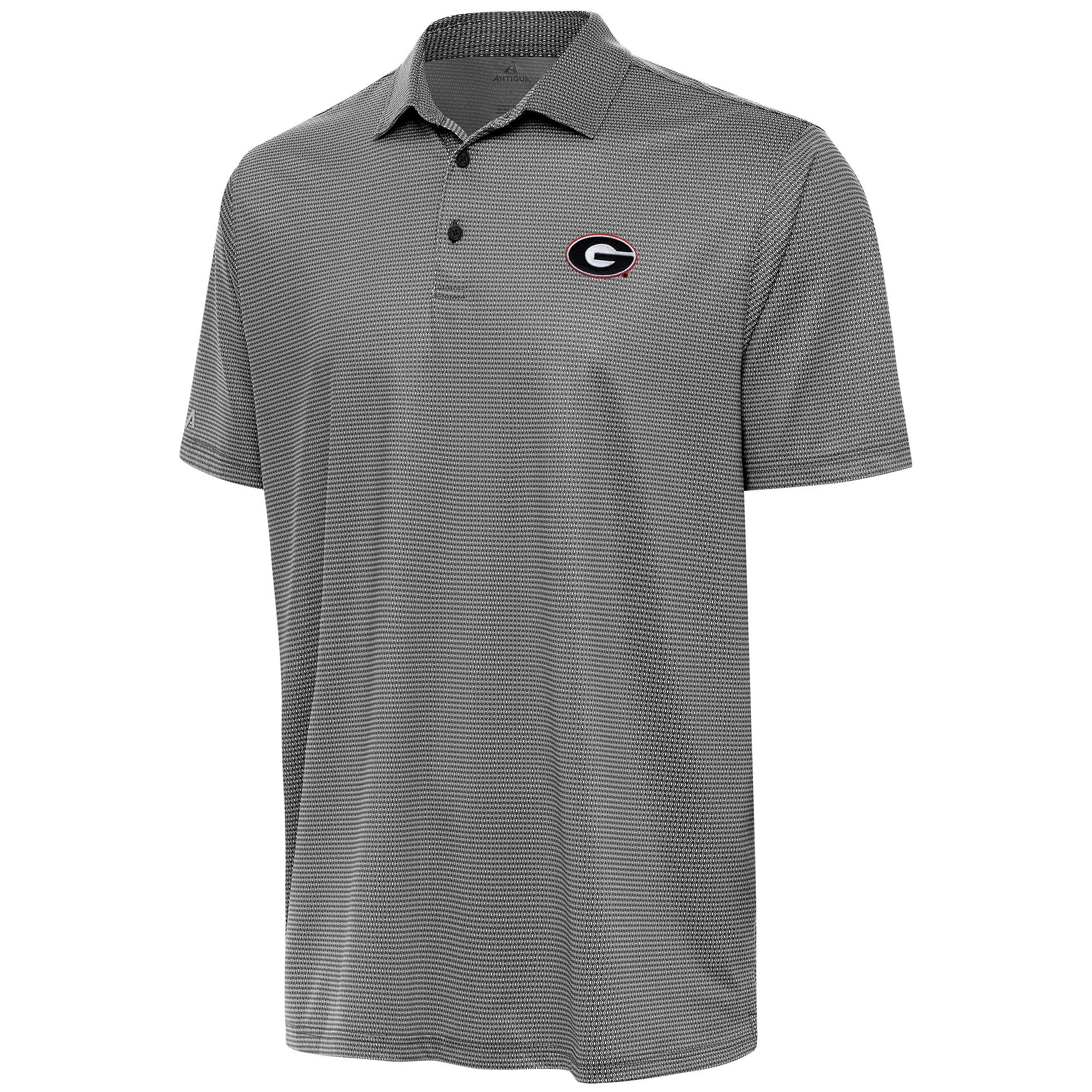 Antigua Men's Georgia Bulldogs Black Heather Rings Polo