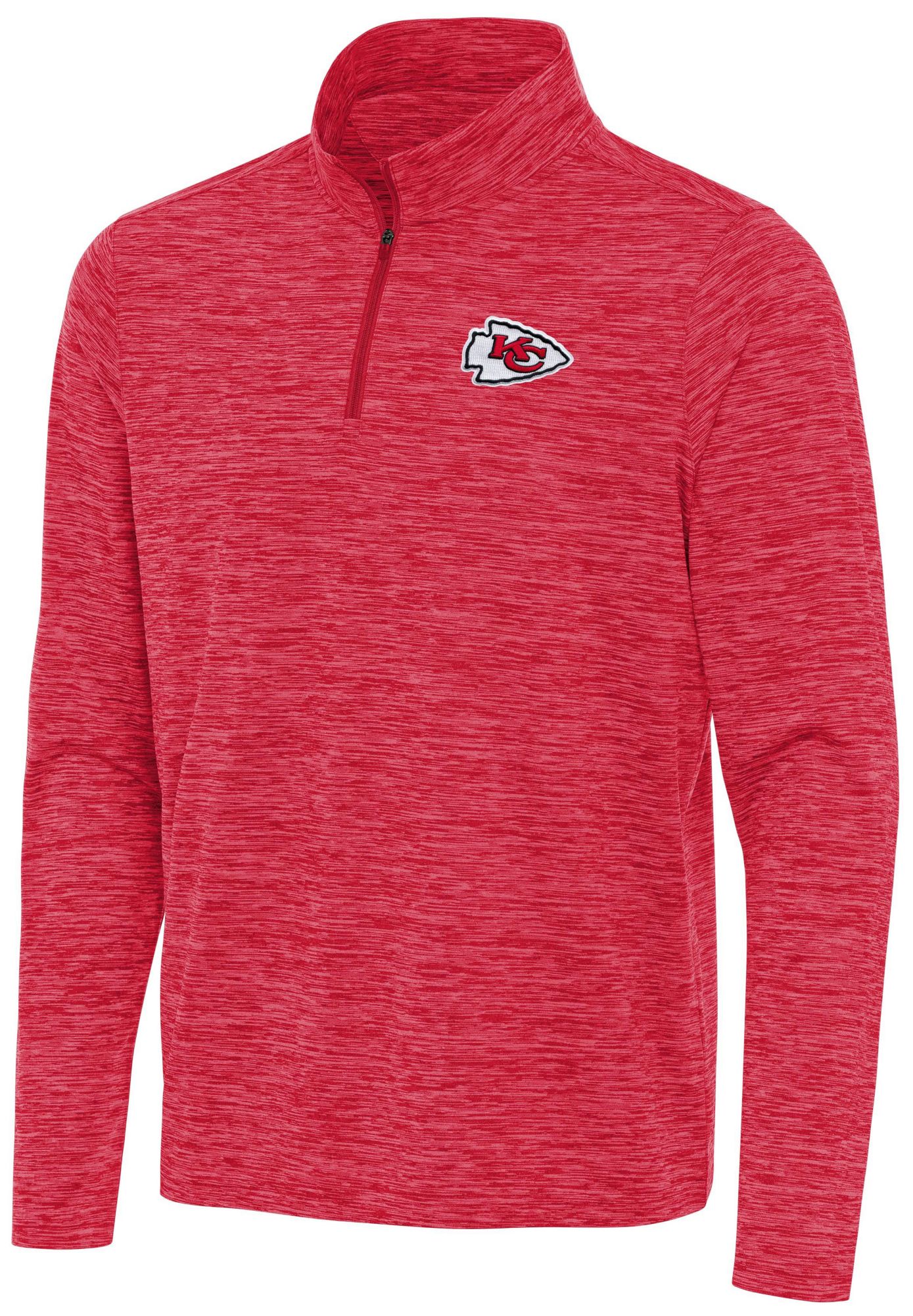 Antigua Men's Kansas City Chiefs Dark Red Heather Eternal Quarter-Zip Shirt