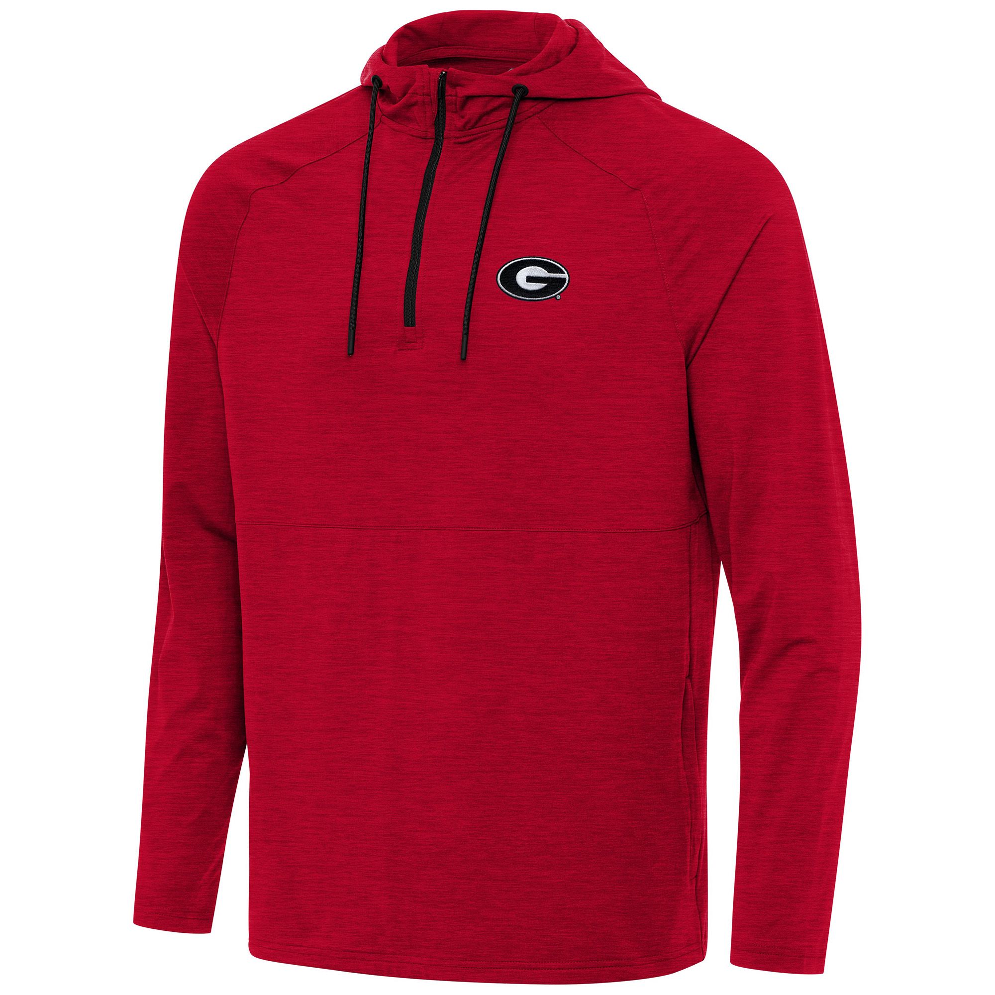 Antigua Men's Georgia Bulldogs Spikes Red Heather 1/4 Zip Pullover Hoodie