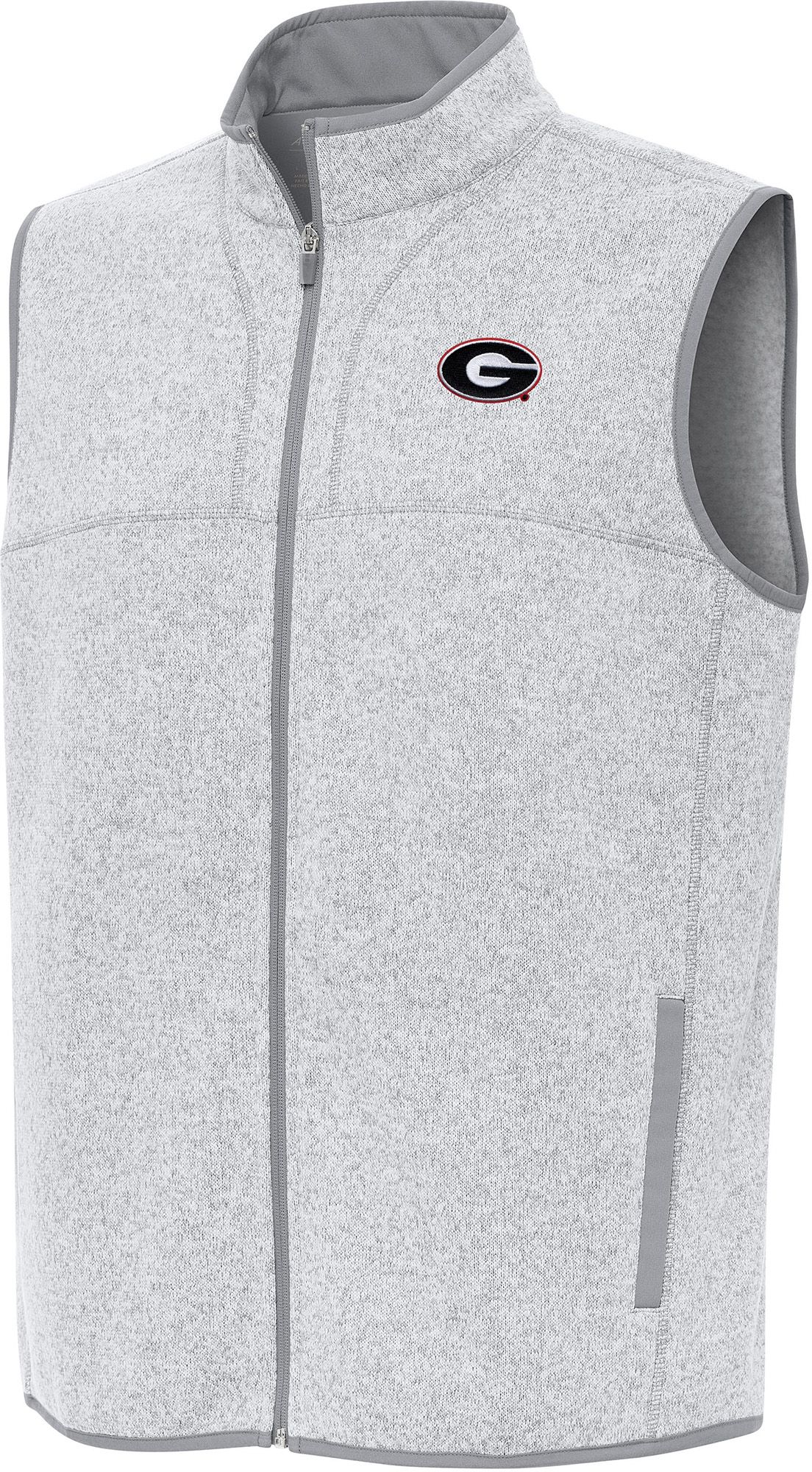 Antigua Men's Georgia Bulldogs Fortune Oatmean Heather Full Zip Vest