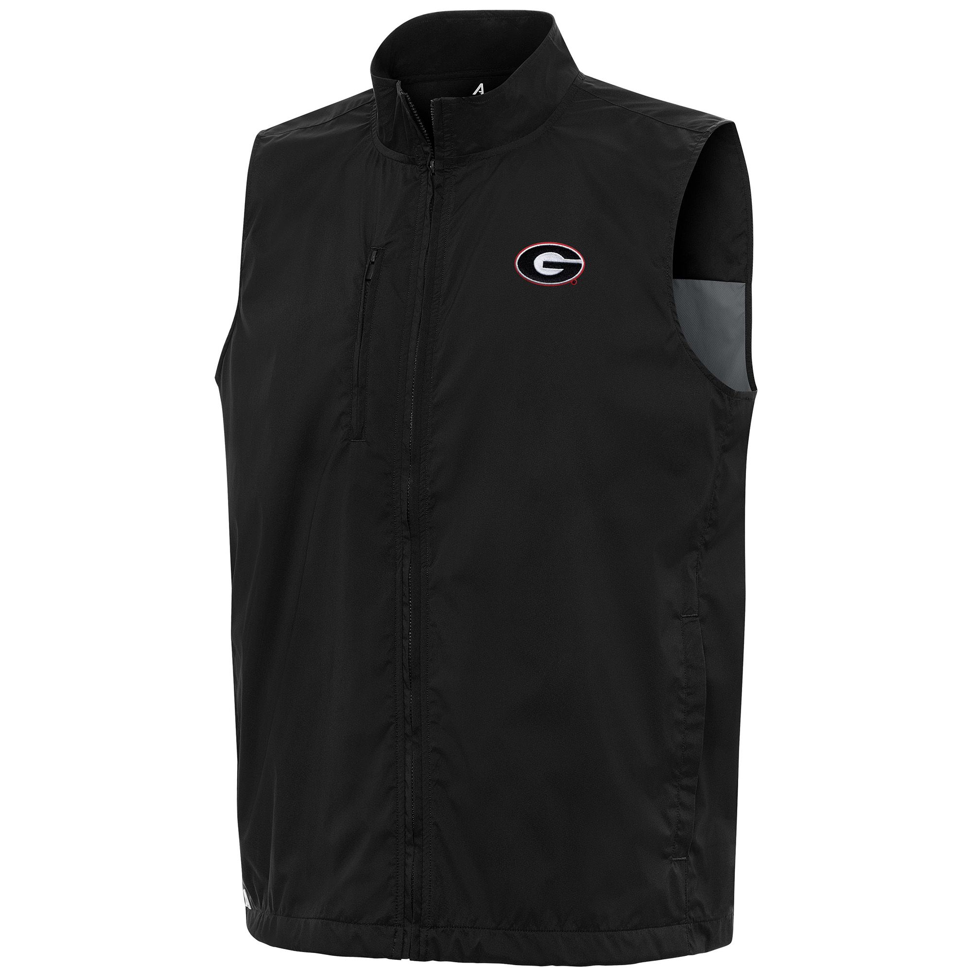 Antigua Men's Georgia Bulldogs Brisk Black Full Zip Vest