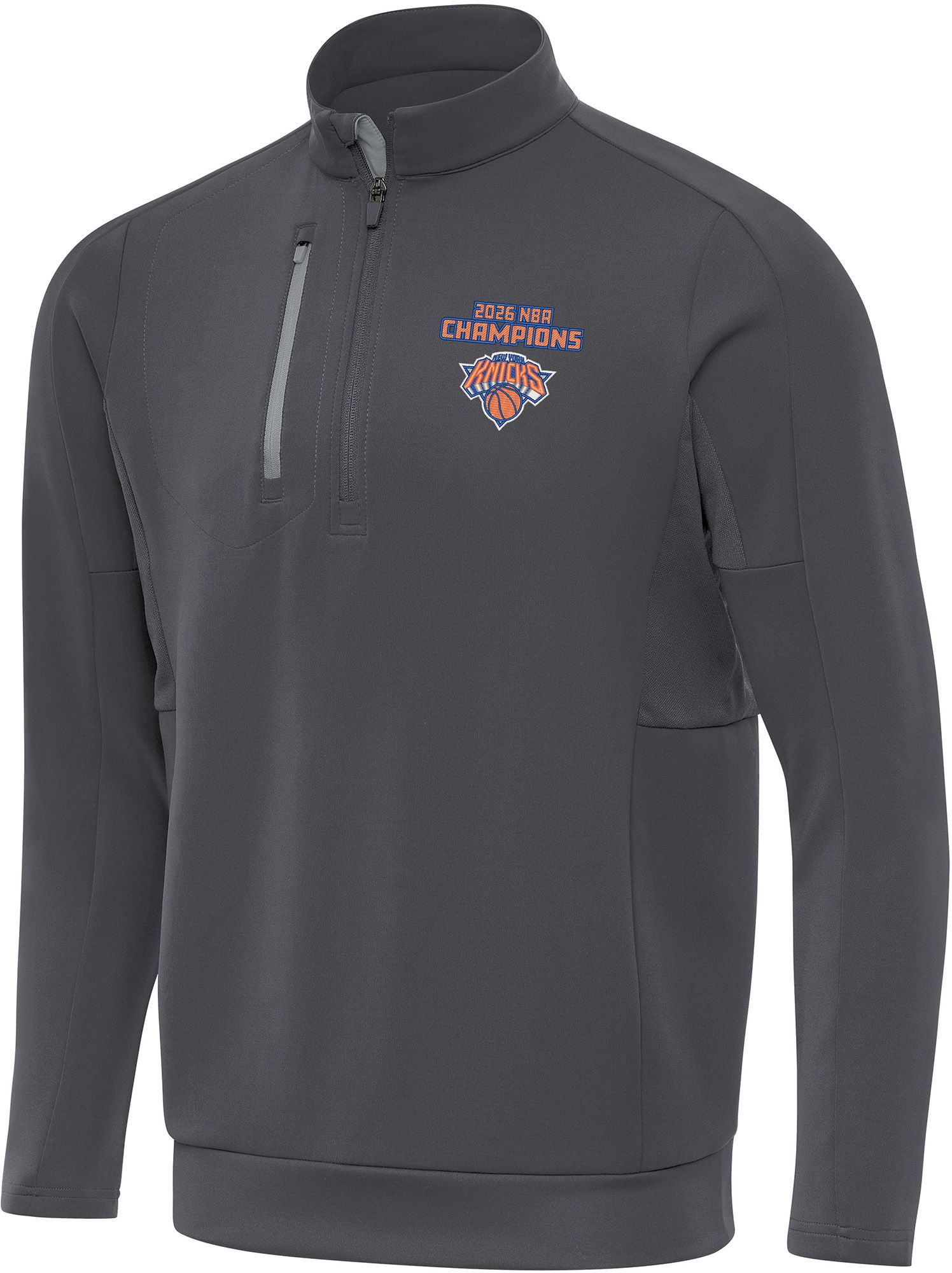 Antigua Adult 2026 NBA Champions New York Knicks Generation Grey Quarter-Zip
