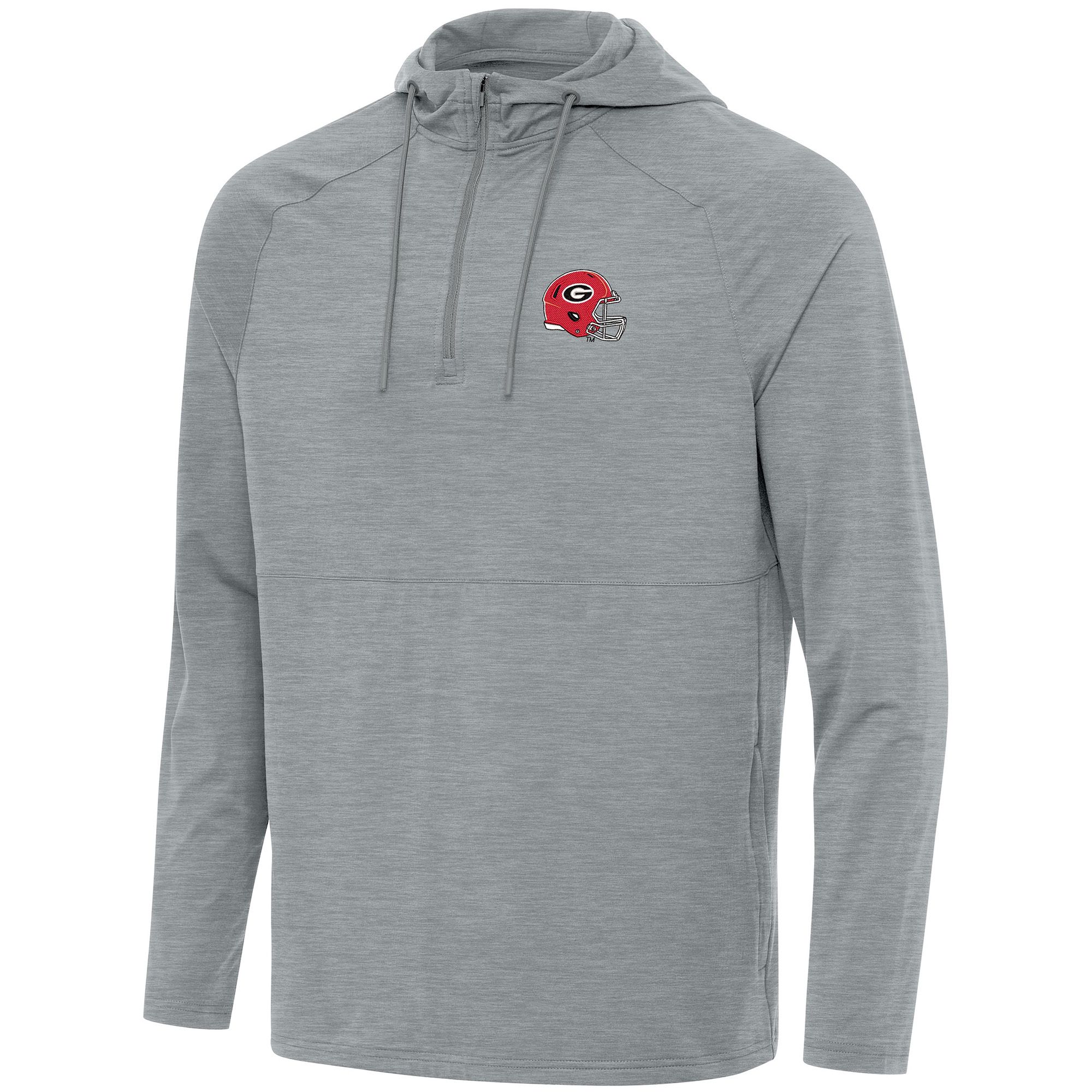Antigua Men's Georgia Helmet Spikes Skyscraper Heather 1/4 Zip Pullover Hoodie