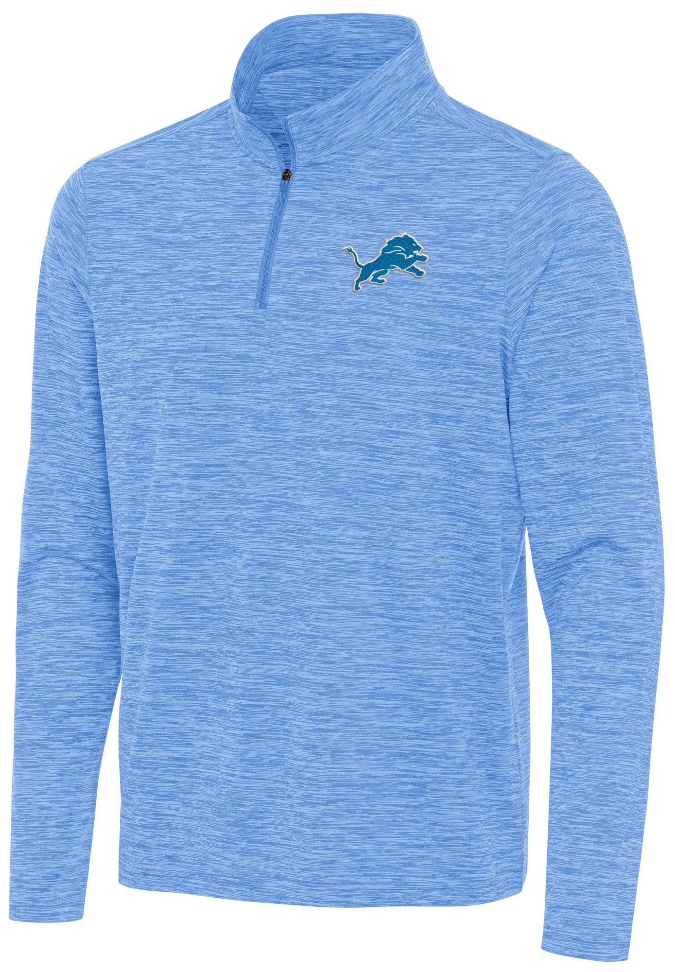 Antigua Men's Detroit Lions Columbia Blue Heather Eternal Quarter-Zip Shirt