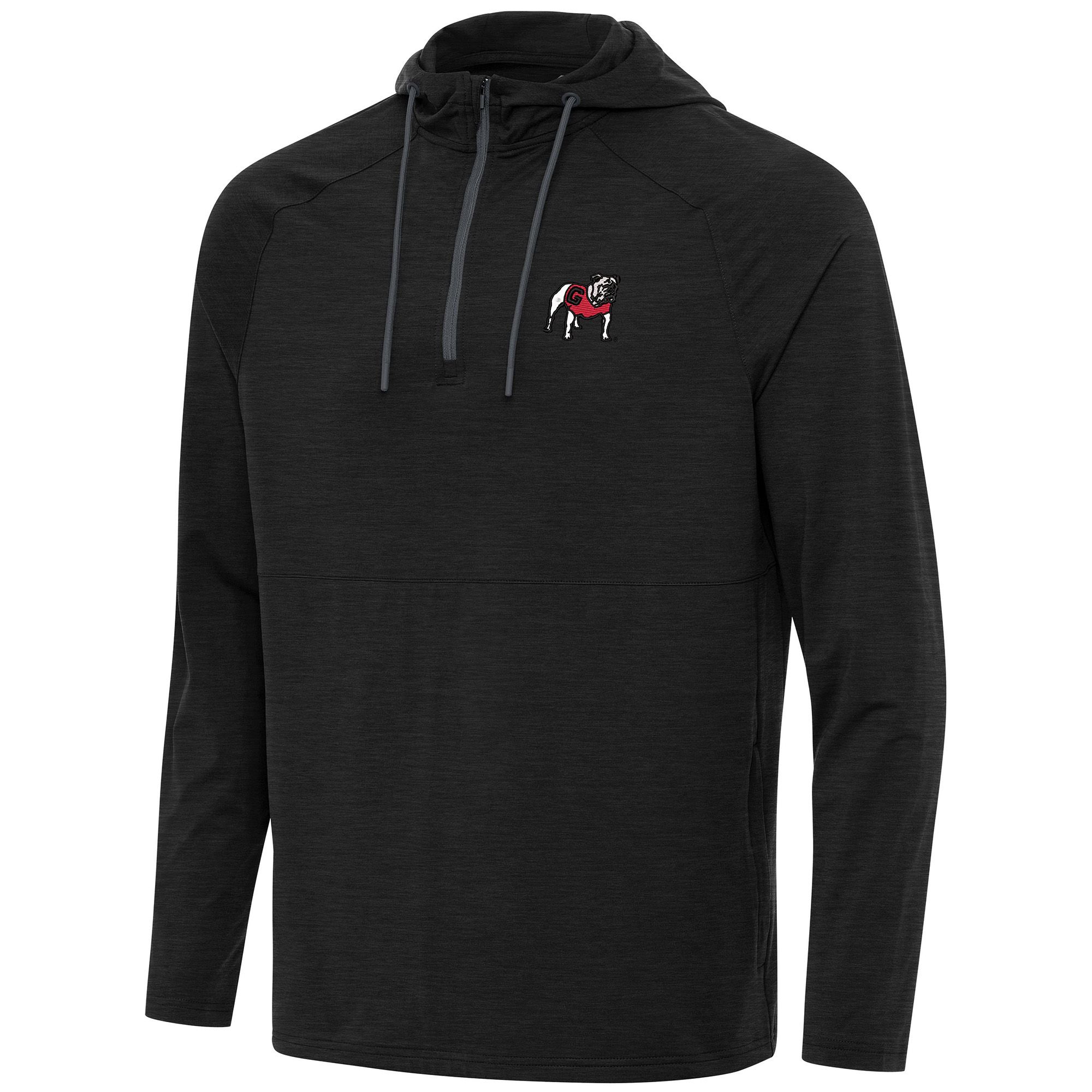 Antigua Men's Georgia Bulldog Spikes Black Heather 1/4 Zip Pullover Hoodie