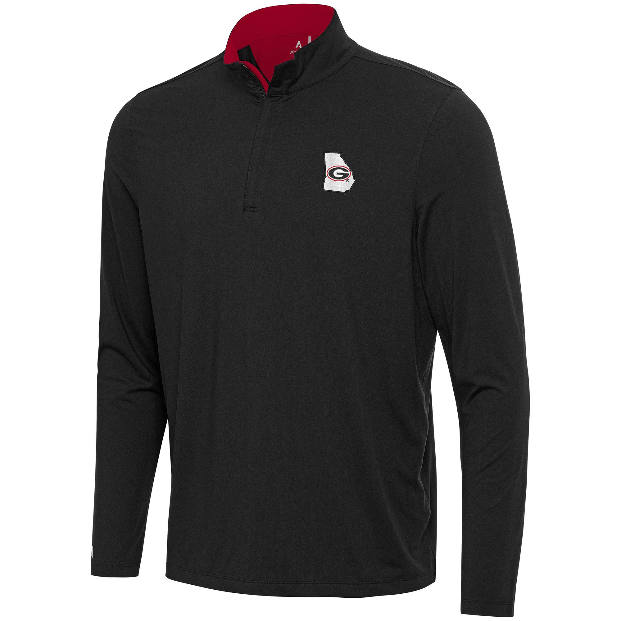 Antigua Men's Georgia State Logo Content Red 1/4 Zip Pullover