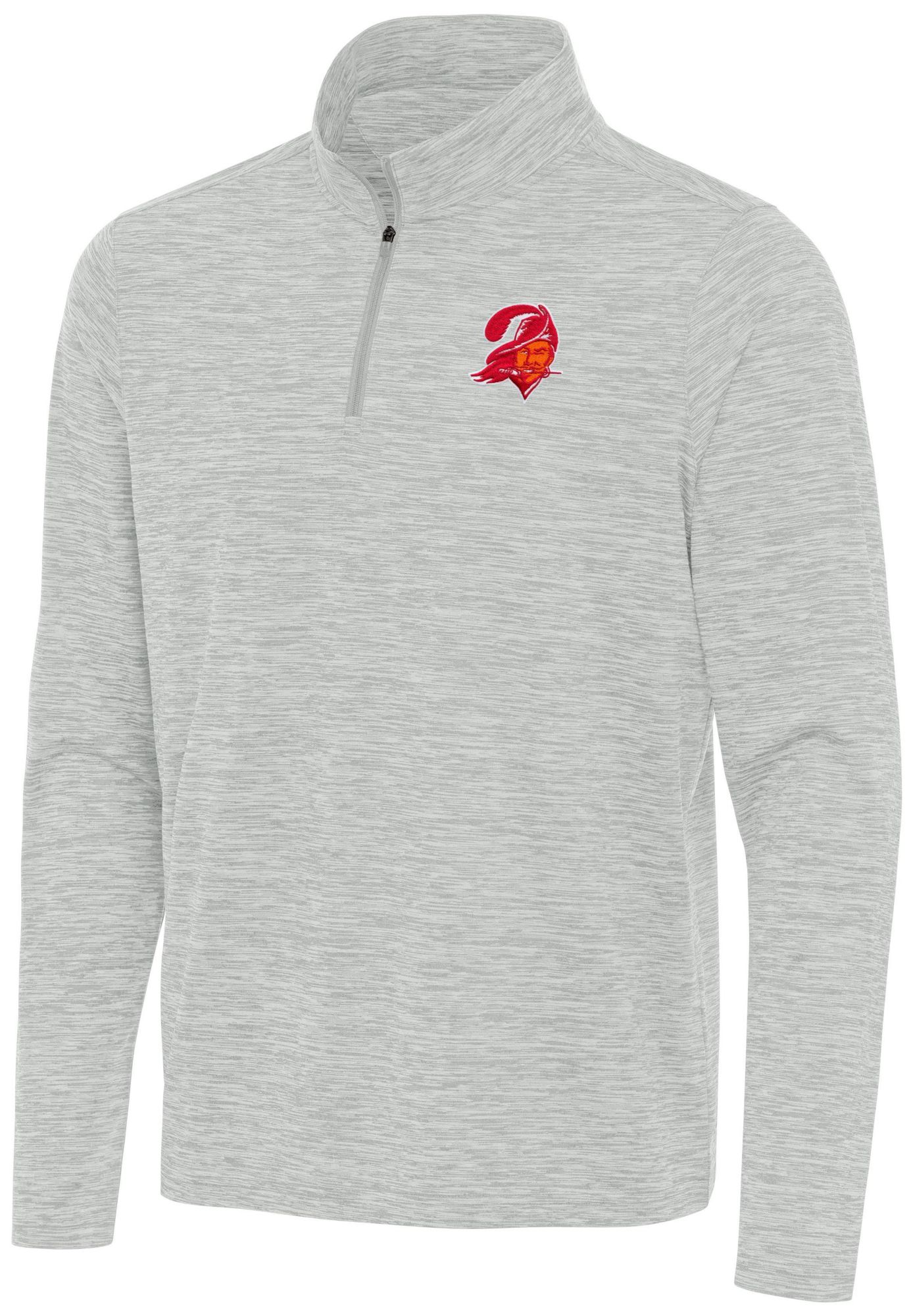 Antigua Men's Tampa Bay Buccaneers Grey Heather Eternal Quarter-Zip Shirt