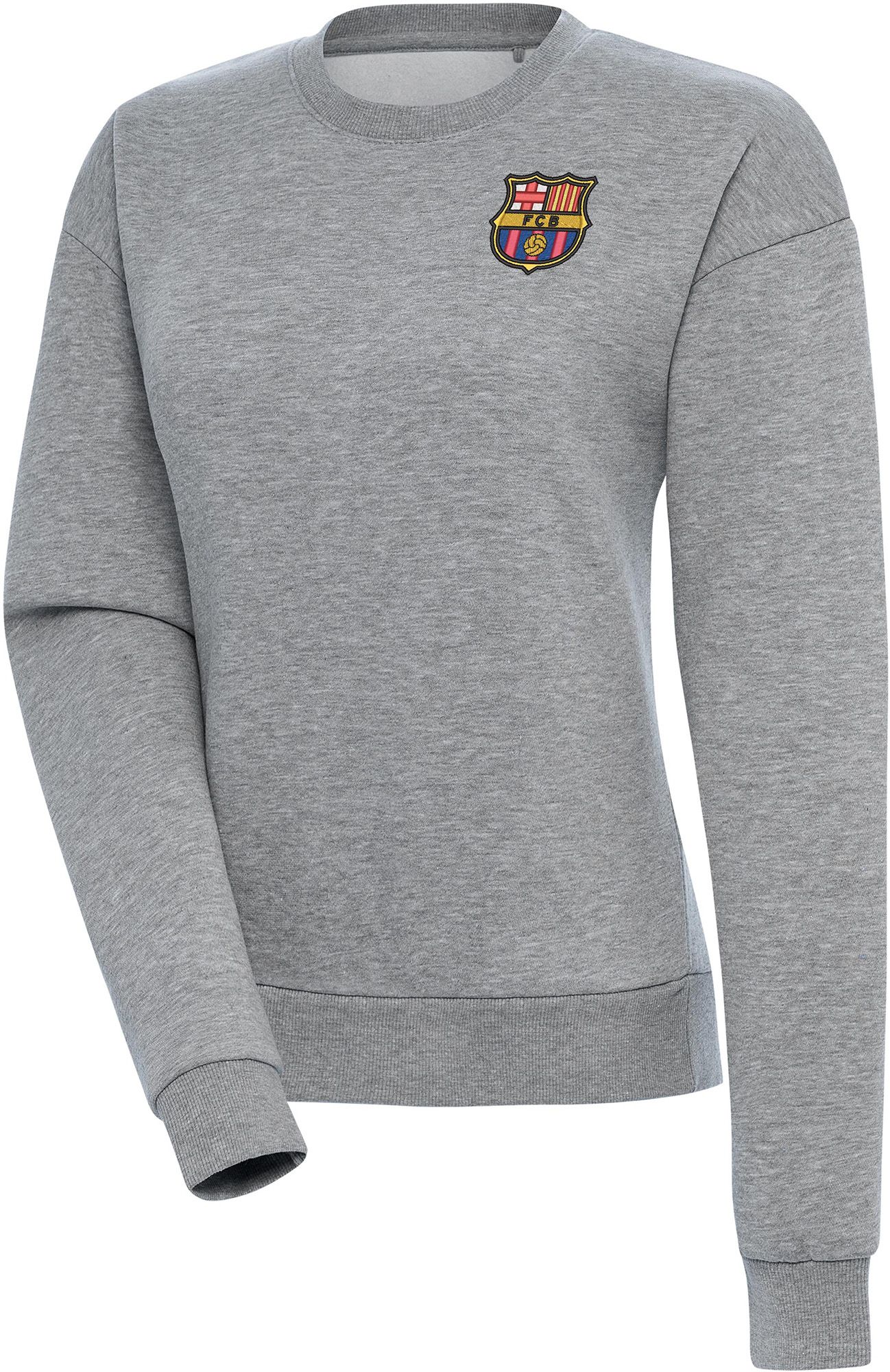 Antigua Women's FC Barcelona Grey Takeover Crewneck Sweatshirt