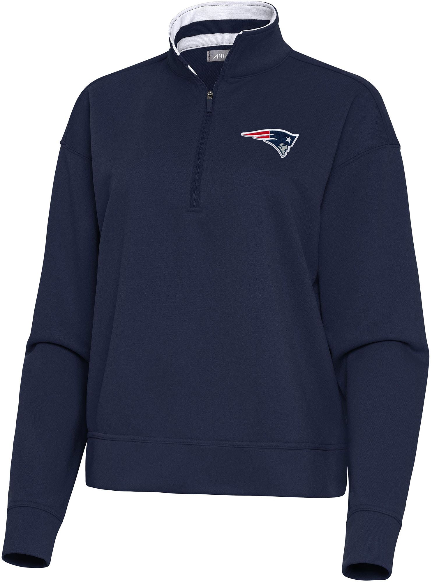Antigua Women's New England Patriots Goddess 1/2 Zip Pullover