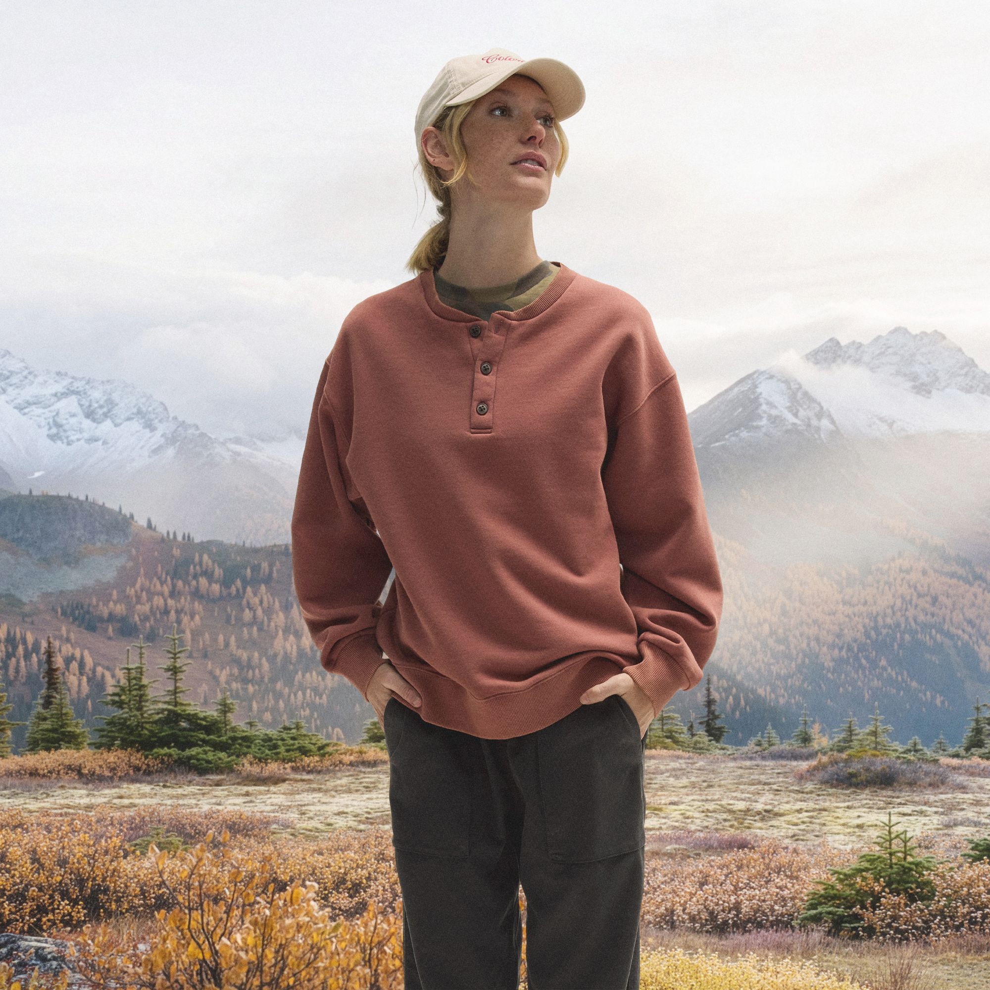 Alpine Design Women's Henley Sweatshirt - Brown