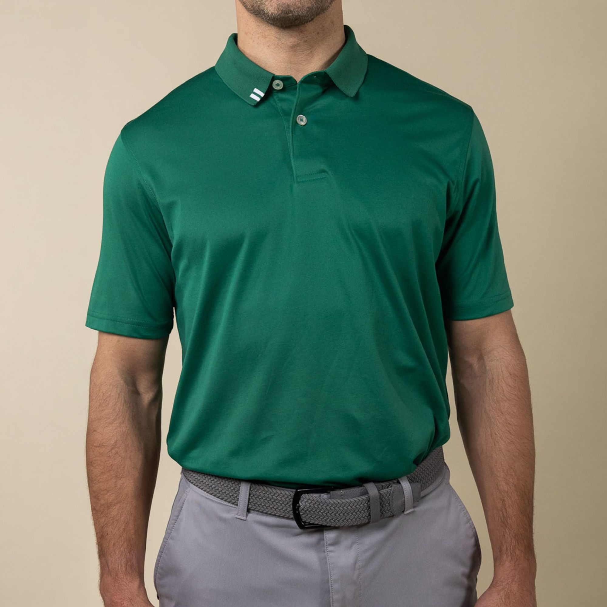 Ashworth Men's 2Bar Solid Golf Polo, Medium, Club Green