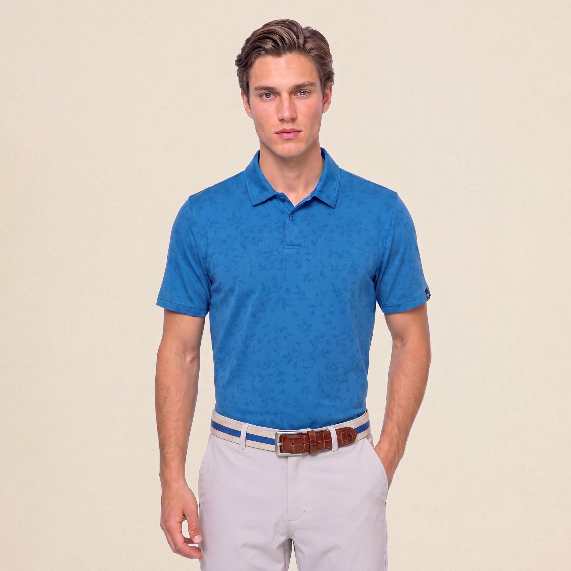 Ashworth Men's Vine Golf Polo, Medium, Sail White