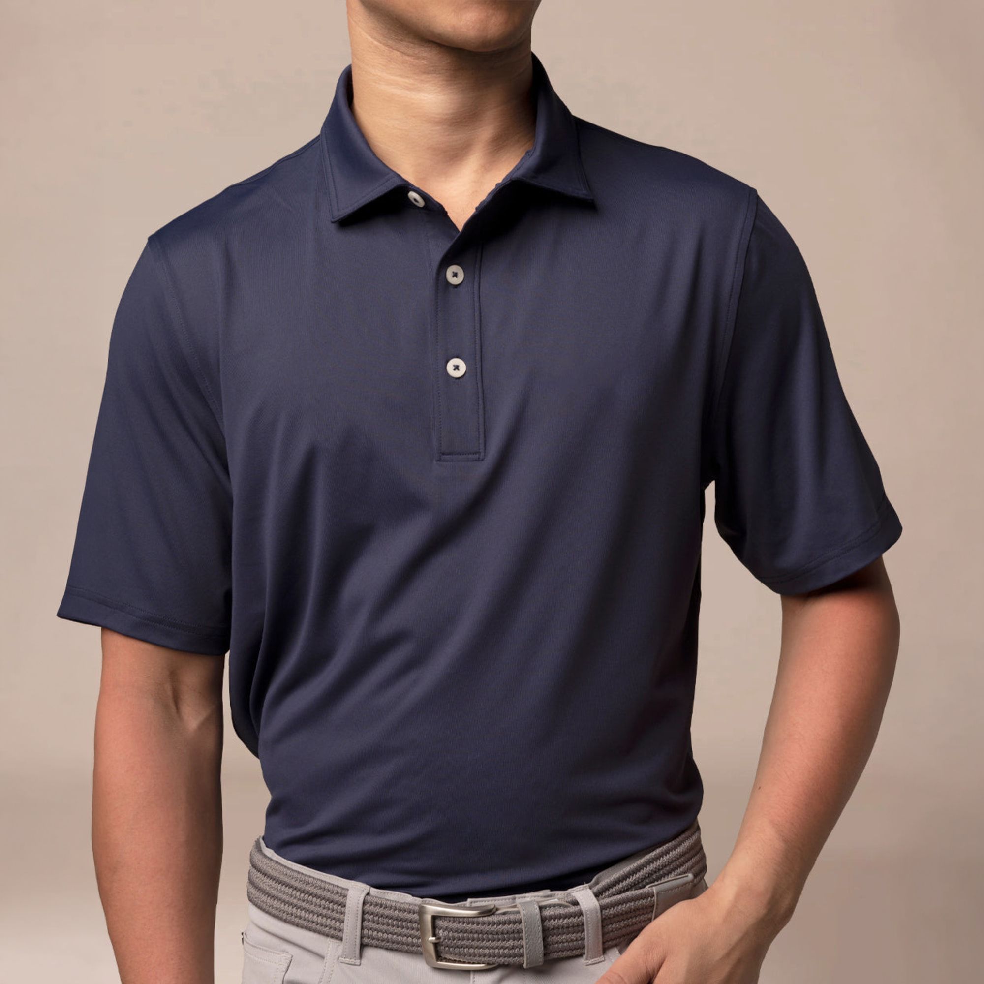 Ashworth Men's Encinitas Golf Polo, Medium, Driver Navy Blue