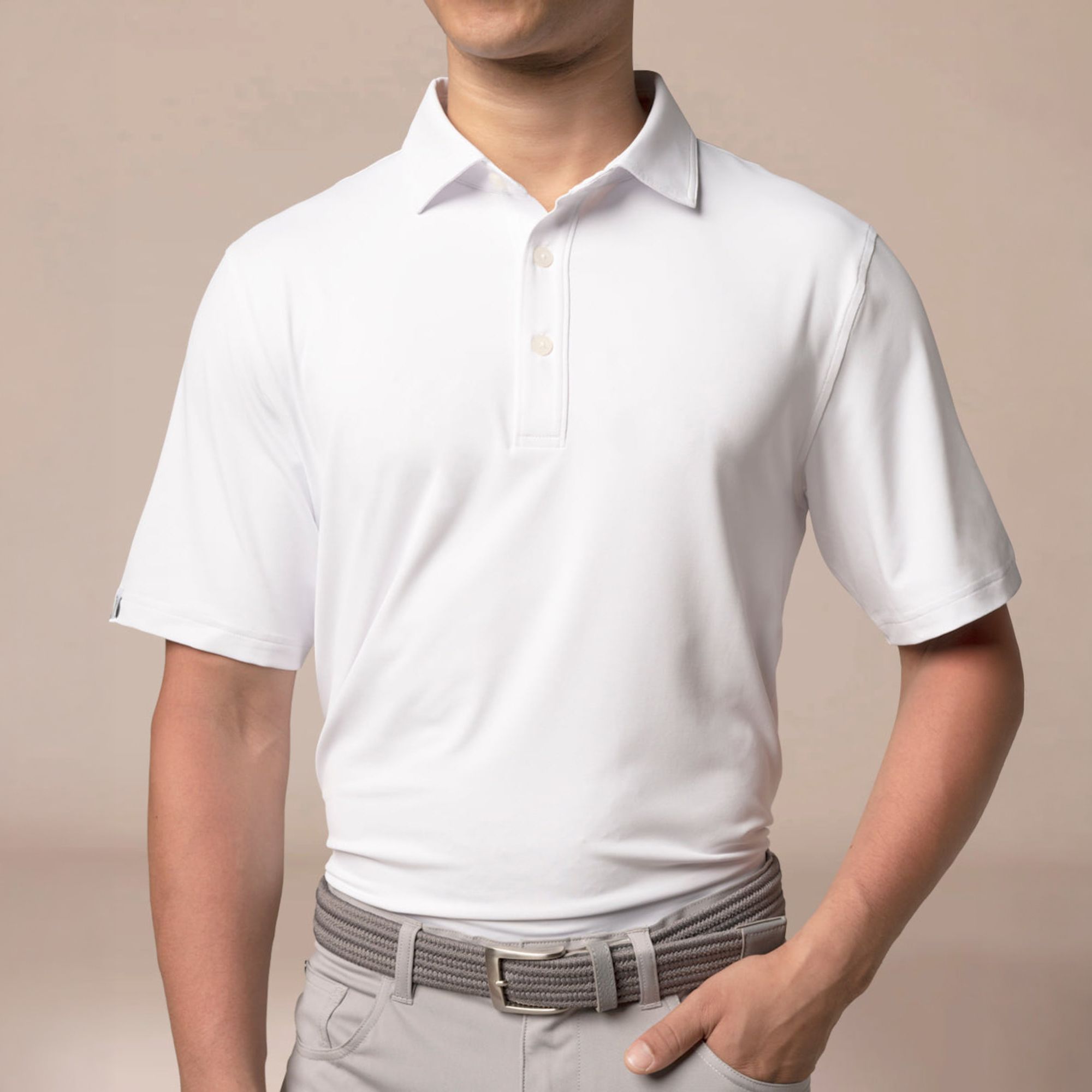 Ashworth Men's Encinitas Golf Polo, Medium, White