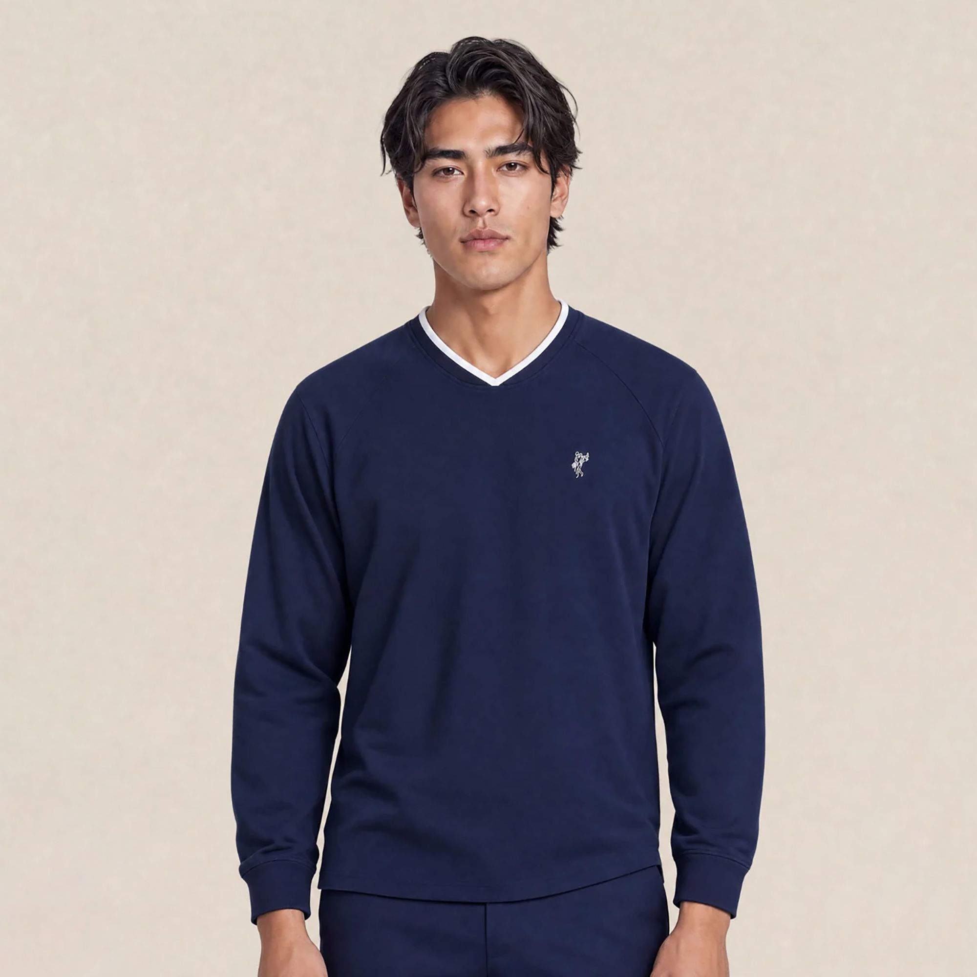 Ashworth Men's Aeroflex V-Neck Golf Pullover, Medium, Driver Navy Blue