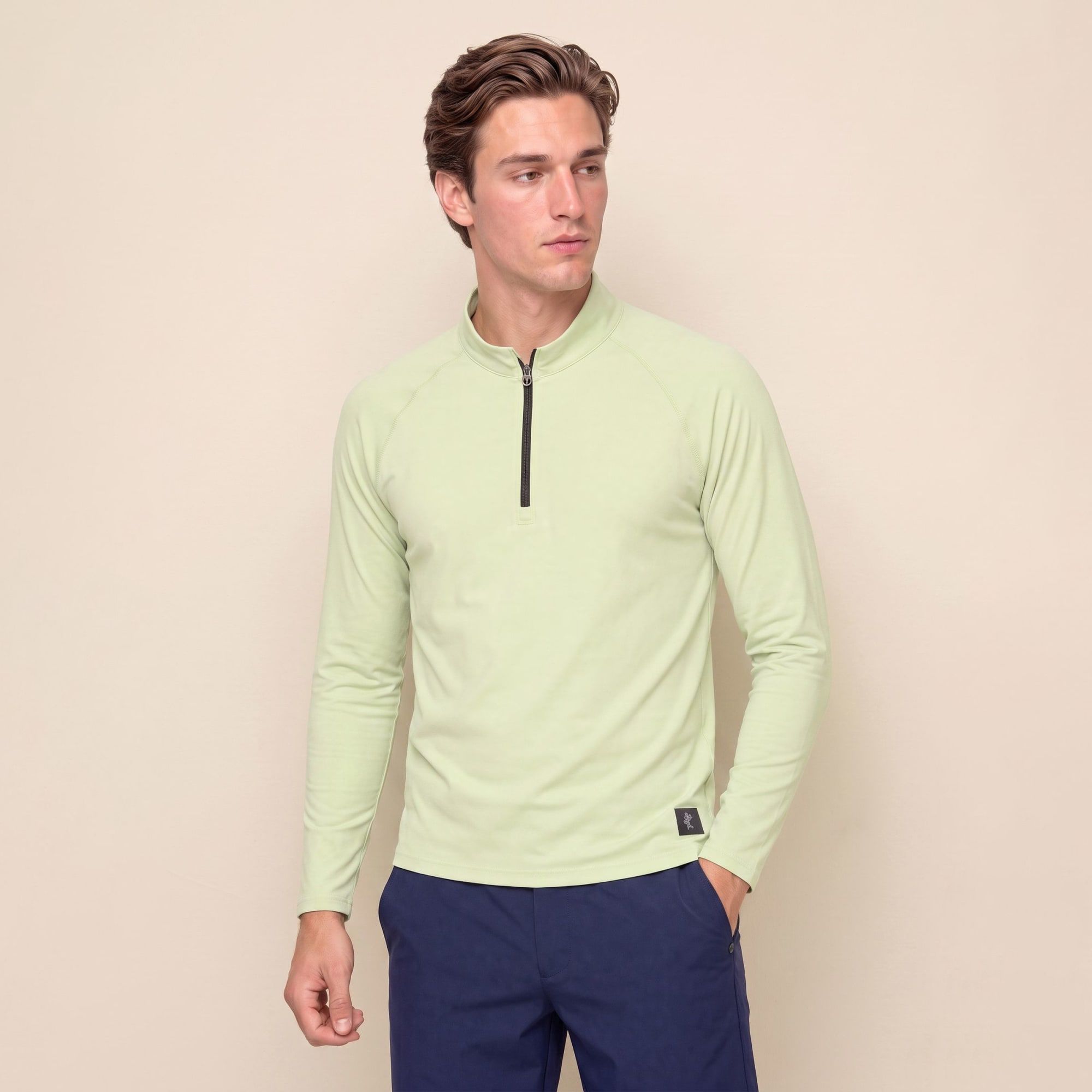 Ashworth Men's Ace Raglan Golf ¼ Zip, Medium, Lime Green