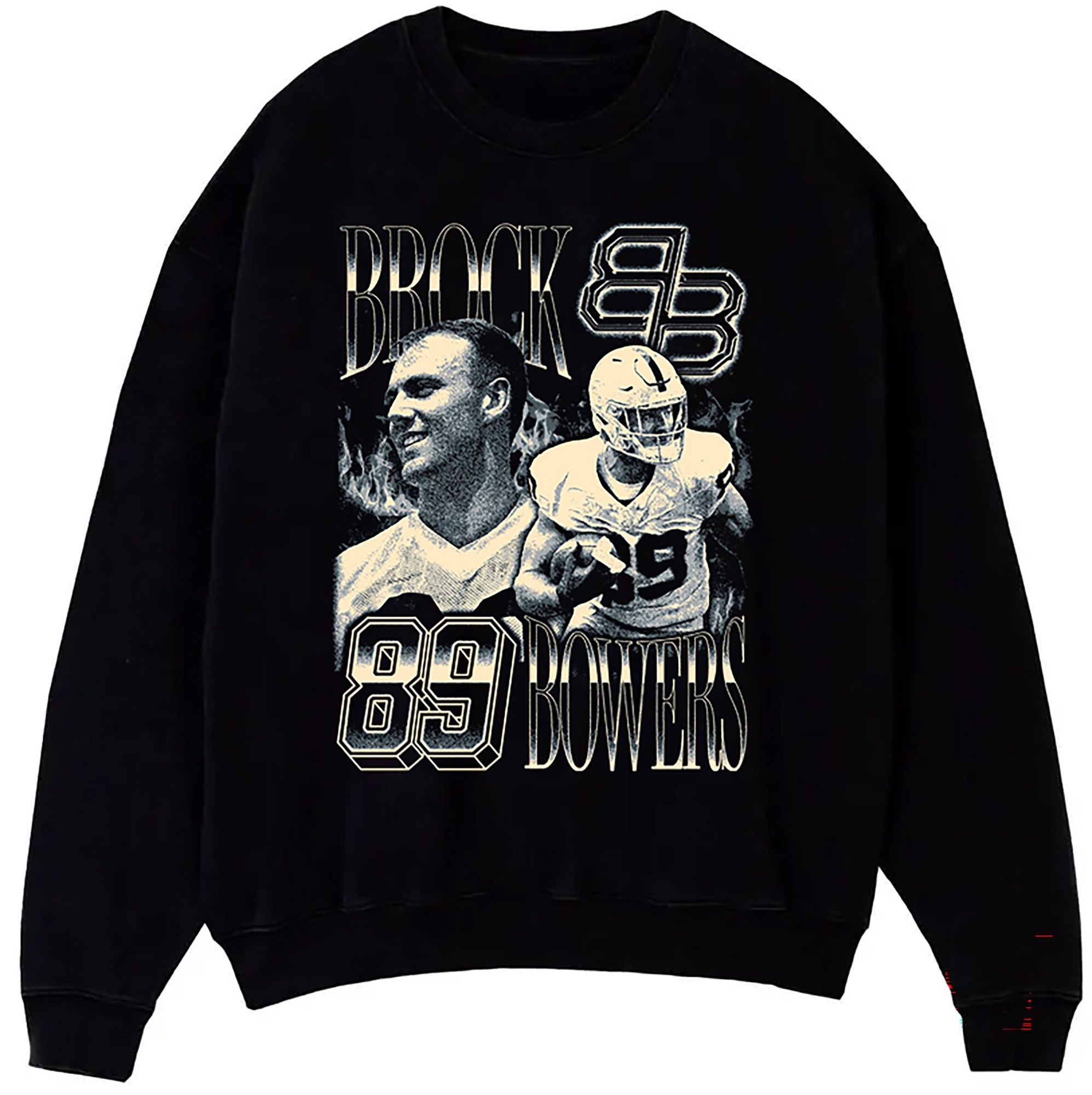 Athlete Studio Adult Las Vegas Brock Bowers Black Vintage Crewneck Sweatshirt