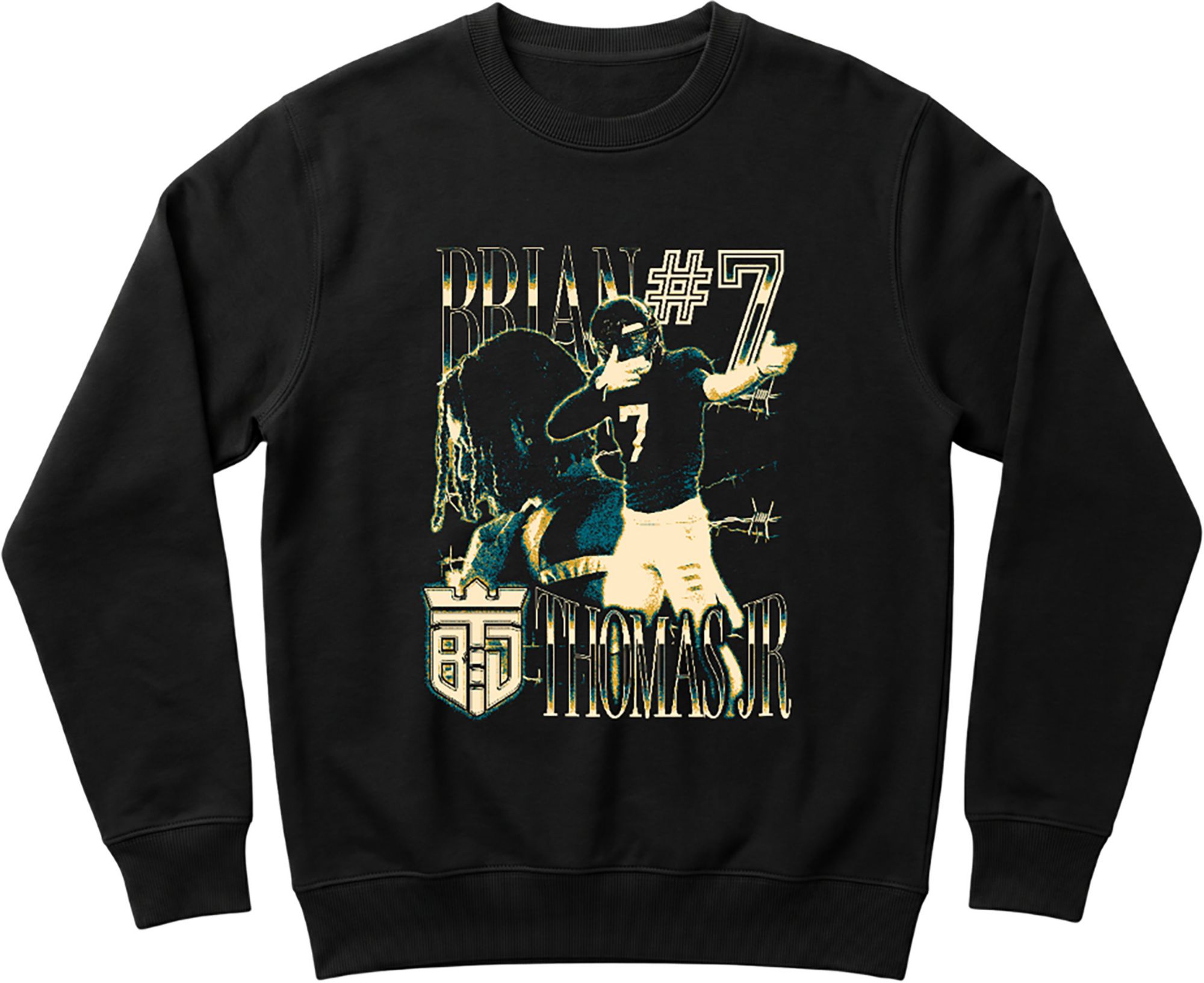 Athlete Studio Adult Jacksonville Brian Thomas Jr. Black Vintage Crewneck Sweatshirt