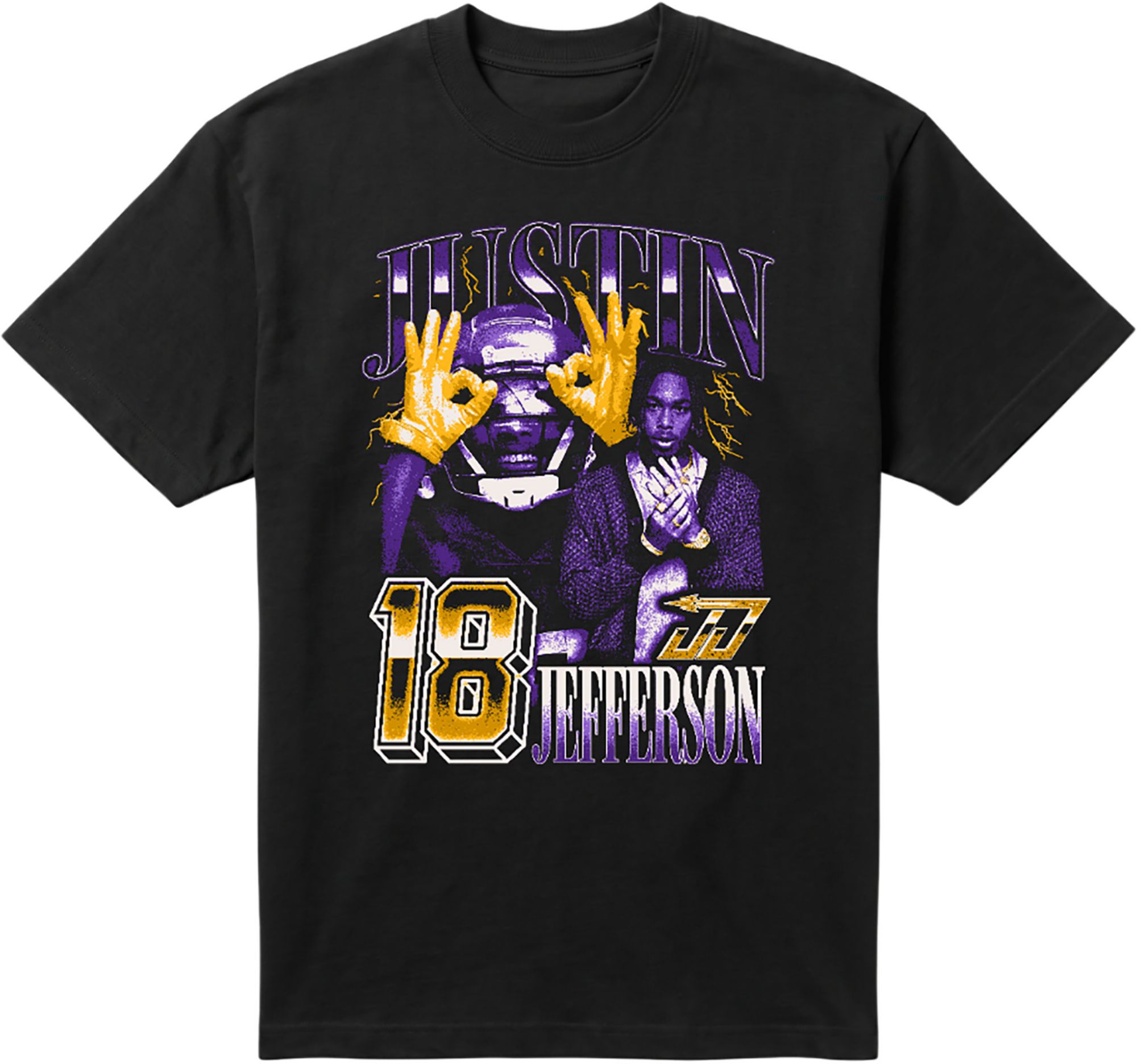 Athlete Studio Adult Minnesota Justin Jefferson Black Vintage T-Shirt
