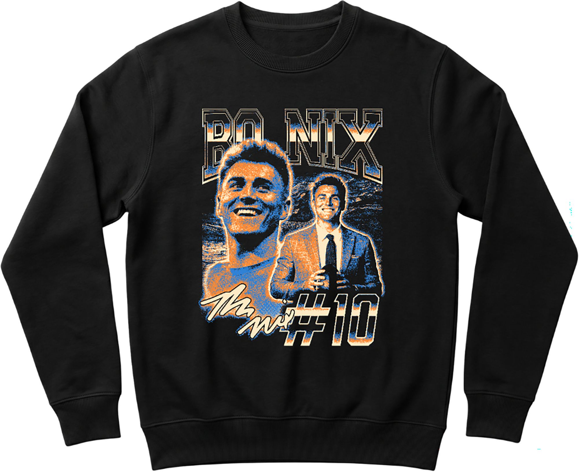 Athlete Studio Adult Denver Bo Nix Black Vintage Crewneck Sweatshirt