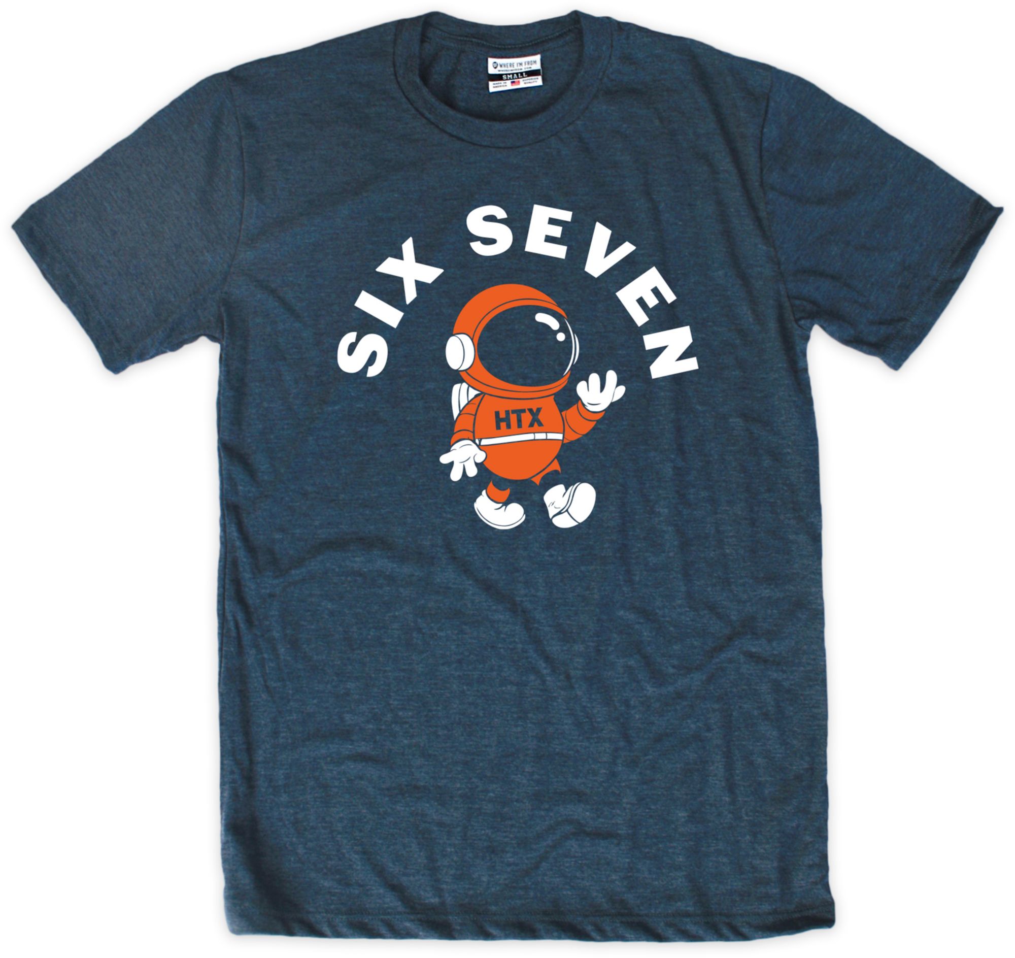 Where I'm From Adult Houston Navy Six Seven T-Shirt