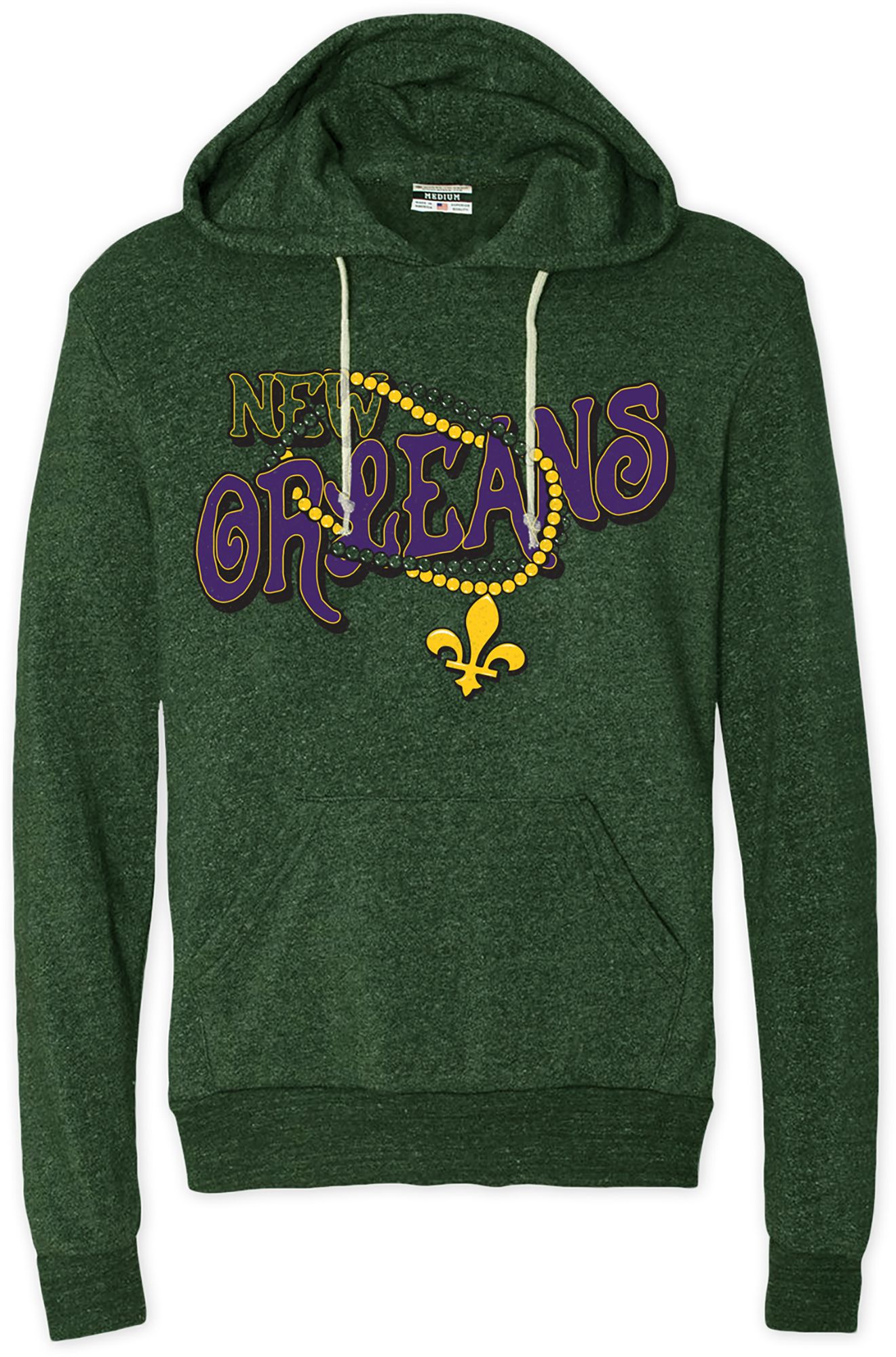Where I'm From Adult New Orleans Mardi Gras Green Quad Hoodie