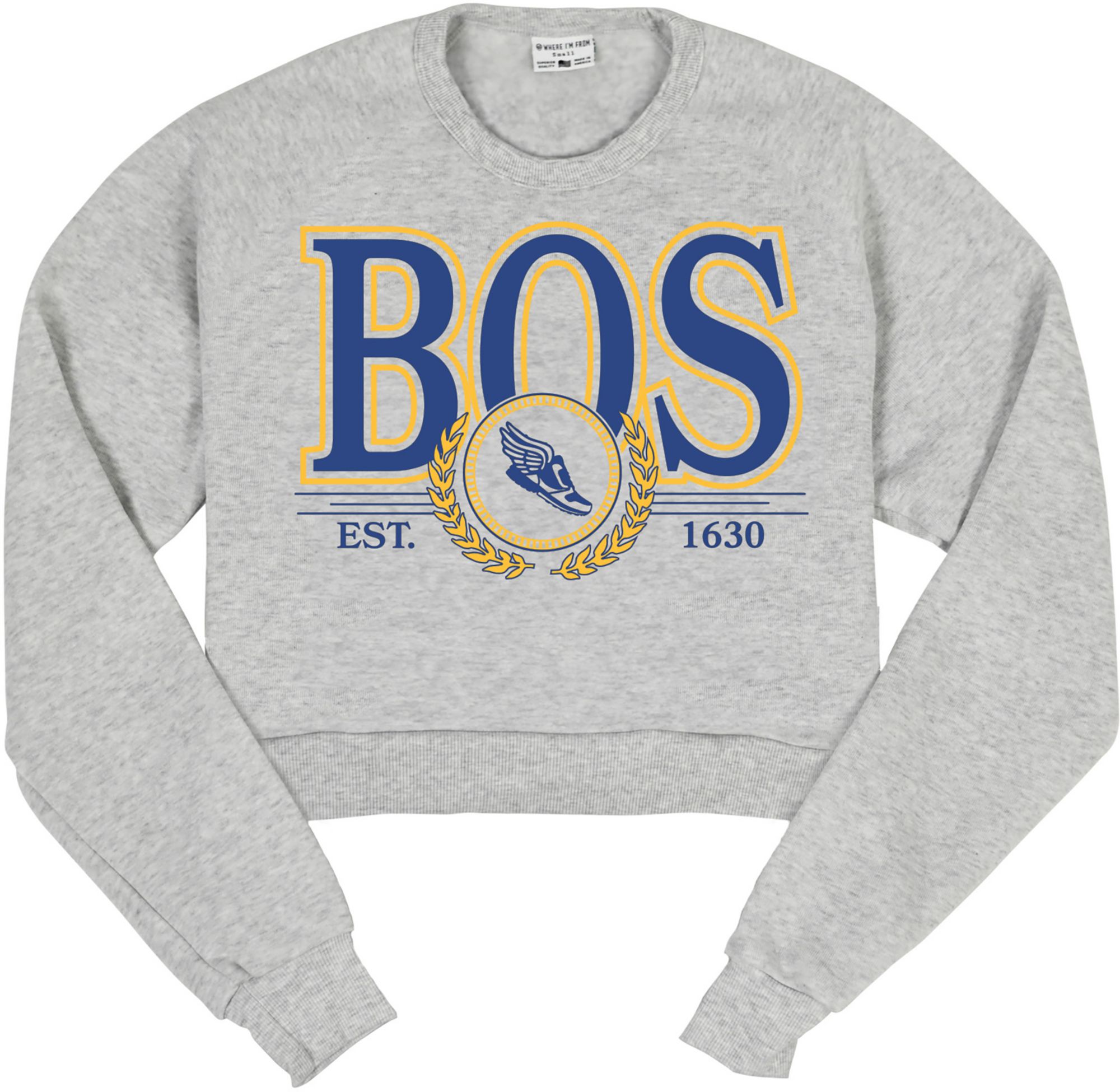 Where I'm From Women's Boston Grey Cropped Crewneck Sweatshirt