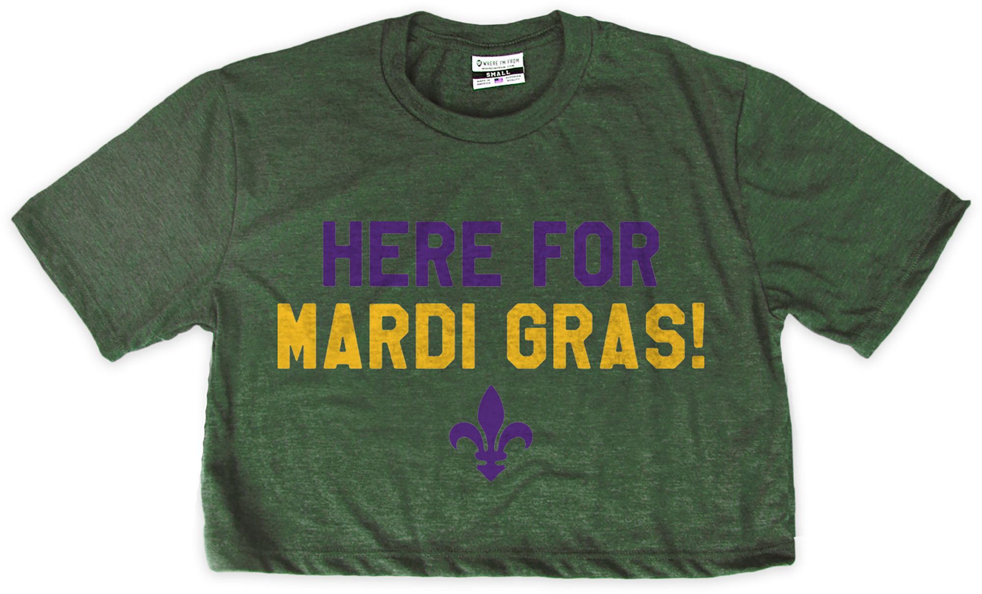 Where I'm From Women's New Orleans Mardi Gras Green Cropped T-Shirt