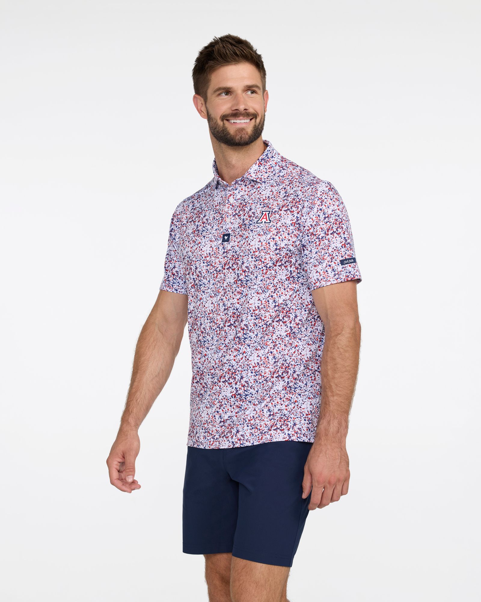 Bad Birdie Men's Arizona Wildcats White Paint Splatter Polo - White