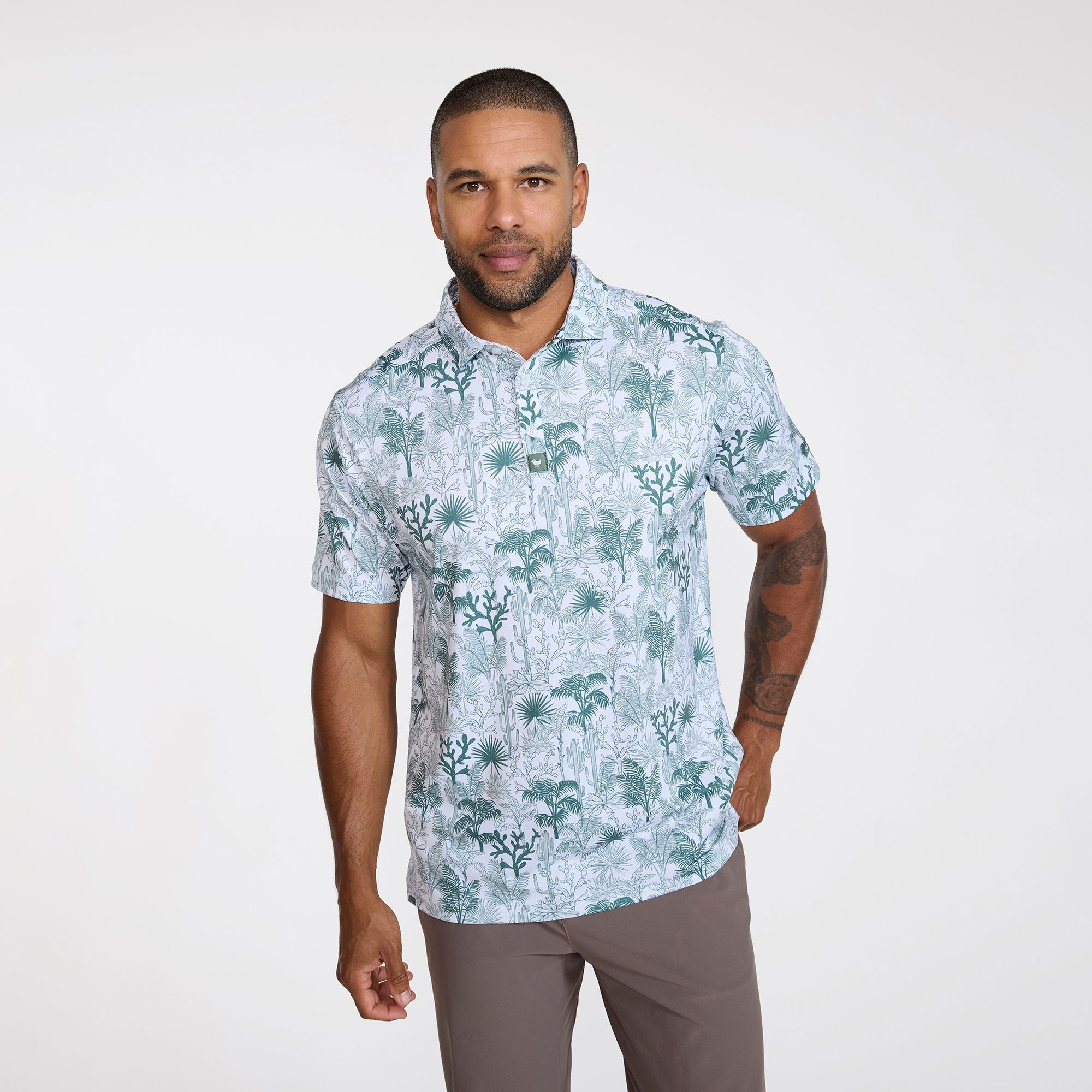 Bad Birdie Men's Cactus Jungle Core Performance Golf Polo