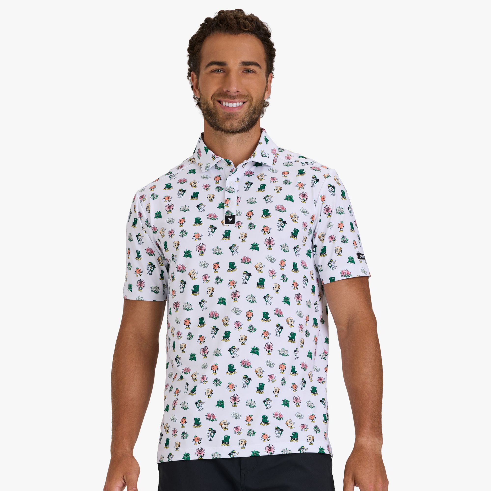 Bad Birdie Men's Masters Icon Print Core Performance Golf Polo