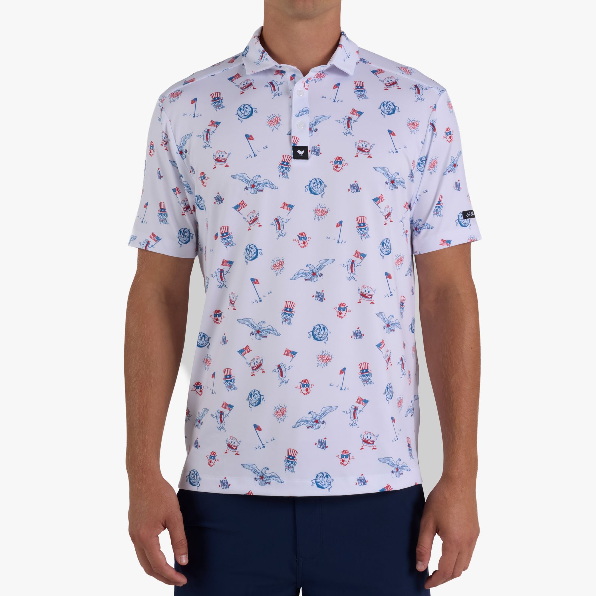 Bad Birdie Men's USA All Day, Let's Play Core Performance Golf Polo