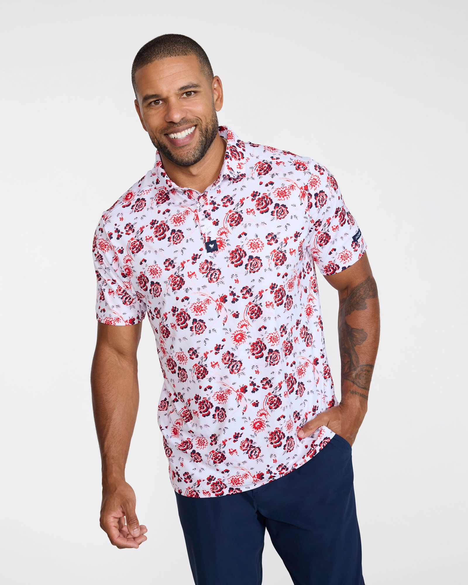 Bad Birdie Men's Blooming Back Nine Core Performance Golf Polo