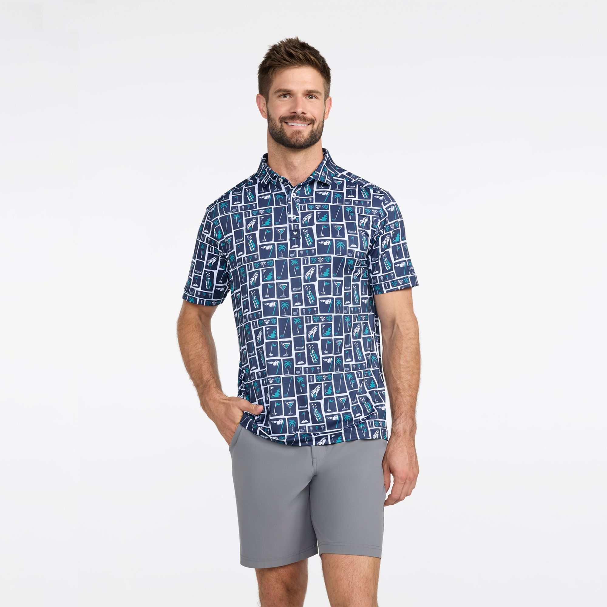 Bad Birdie Men's That Birdie Martini Core Performance Golf Polo