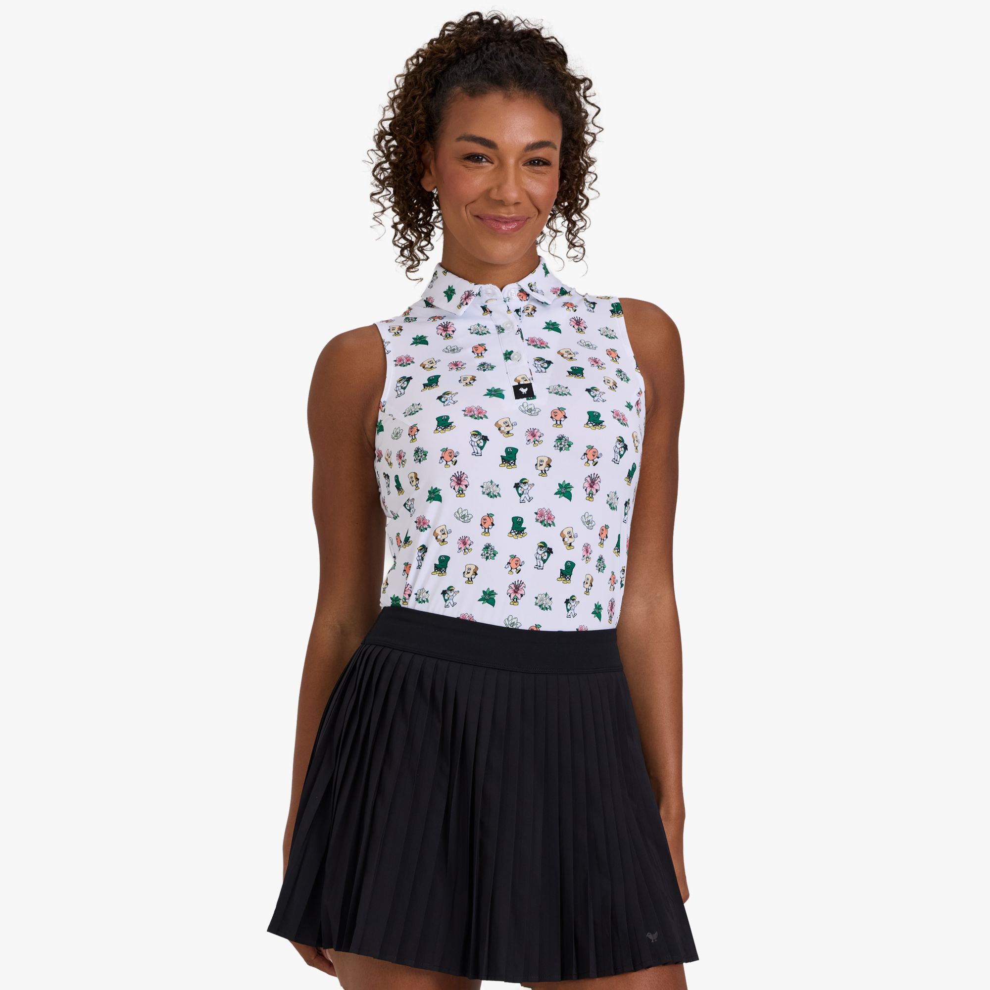 Bad Birdie Women's Amateurs Icon Print Sleeveless Core Performance Golf Polo