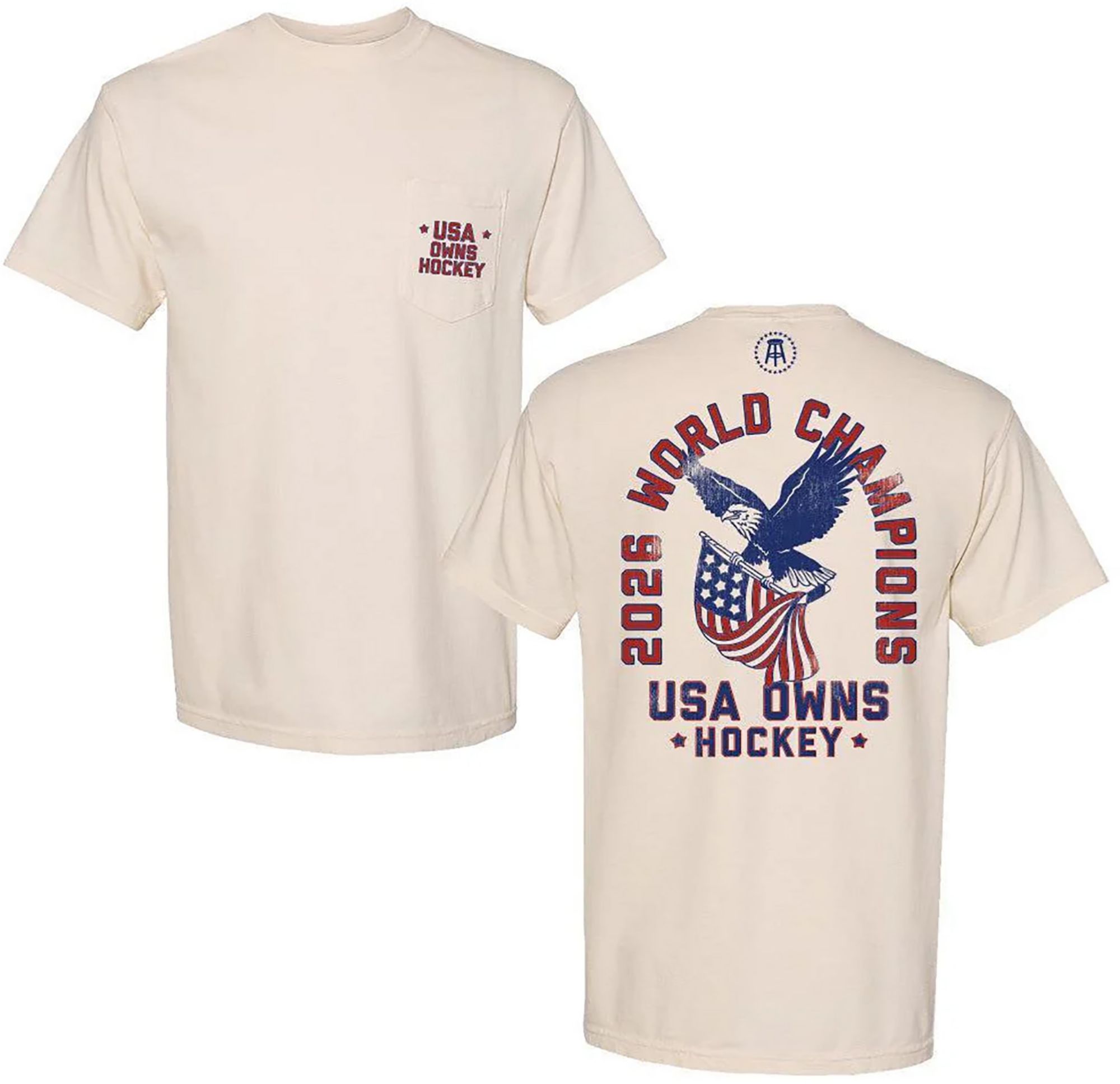 Barstool Sports Men's Olympics USA Hockey Ivory World Champs T-Shirt